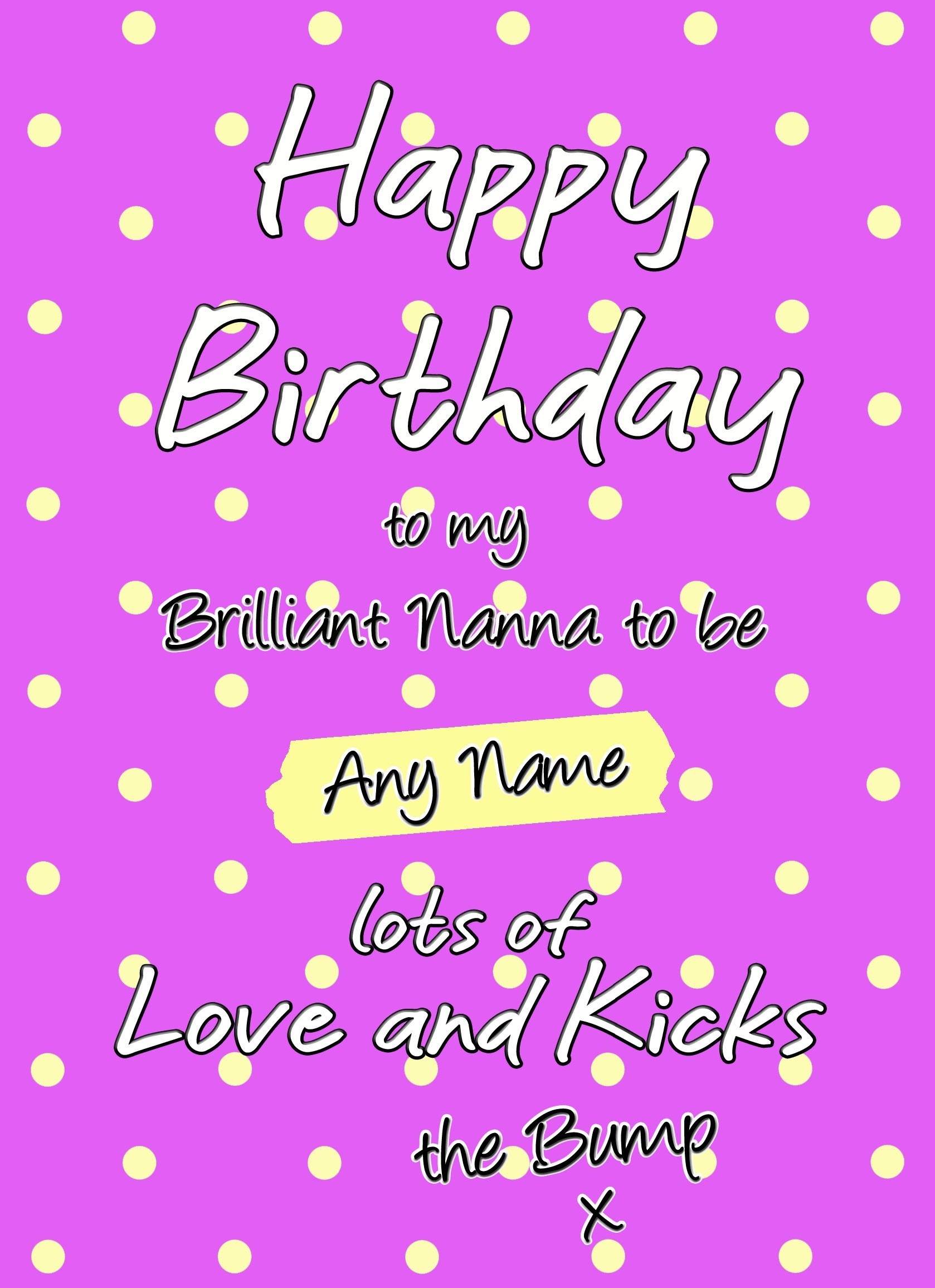 Personalised From The Bump Pregnancy Birthday Card (Nanna, Dots)