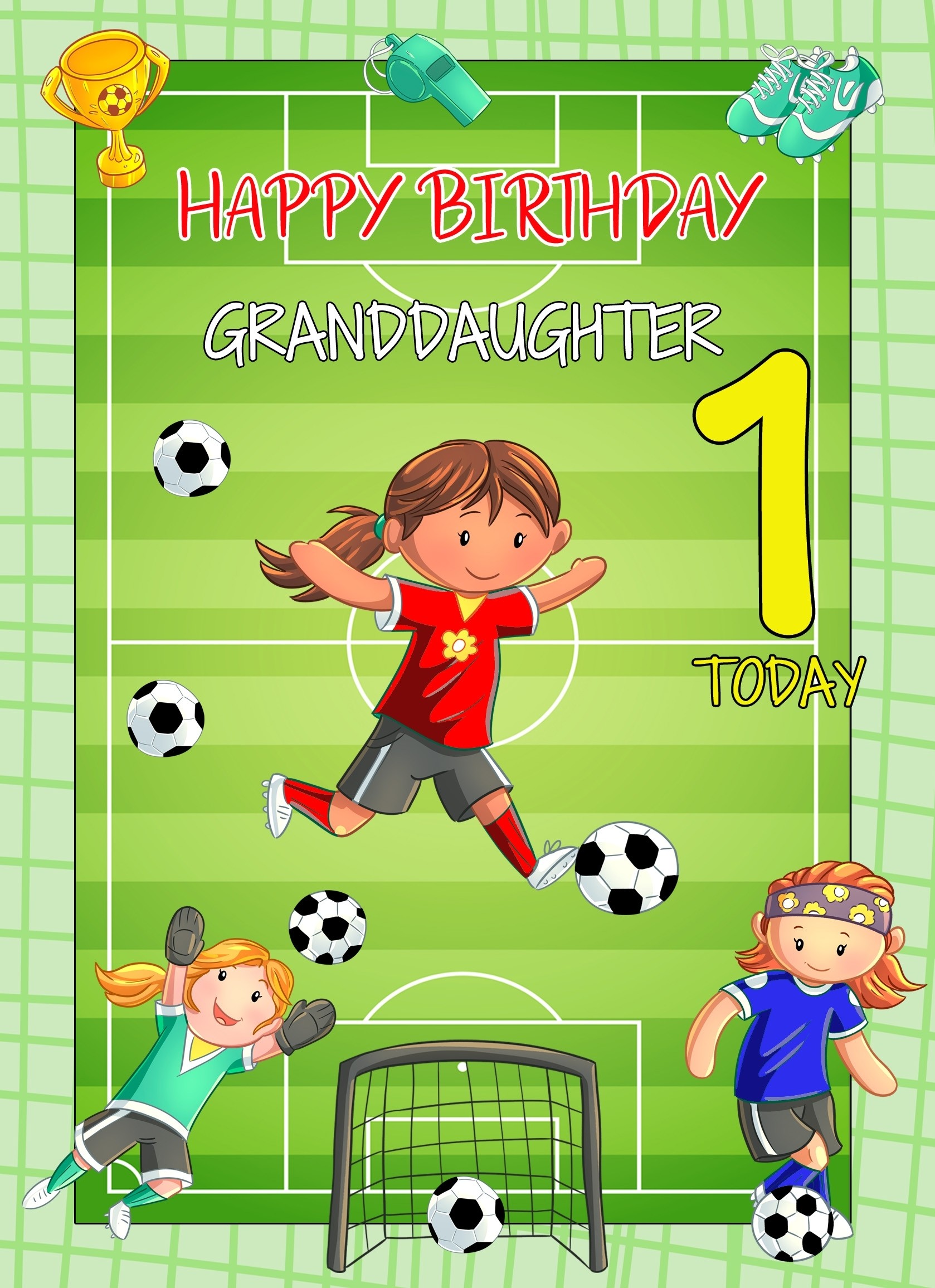 Kids 1st Birthday Football Card for Granddaughter