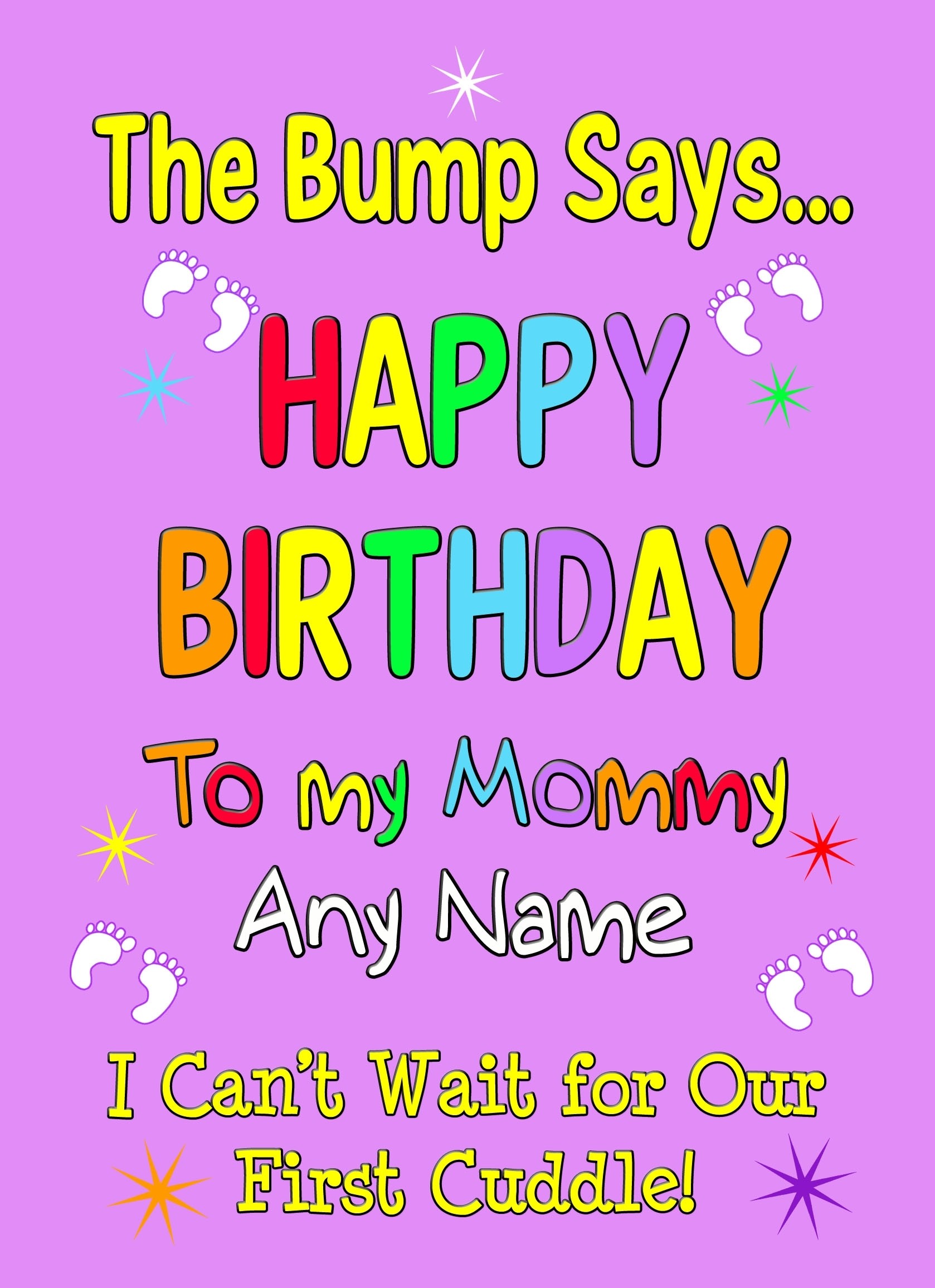Personalised From The Bump Pregnancy Birthday Card (Mommy, Purple)