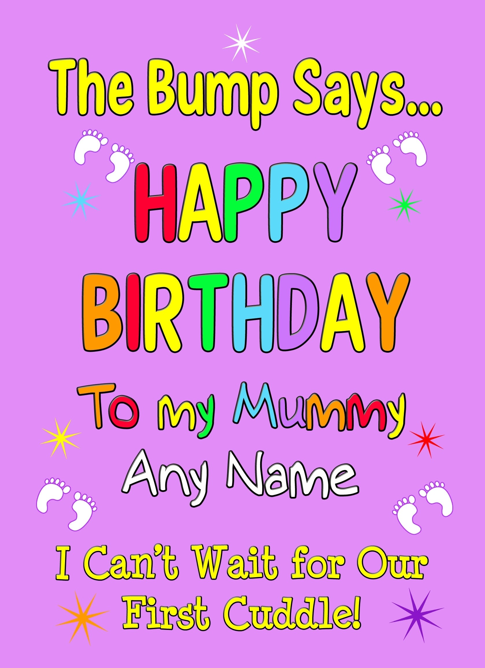 Personalised From The Bump Pregnancy Birthday Card (Mummy, Purple)