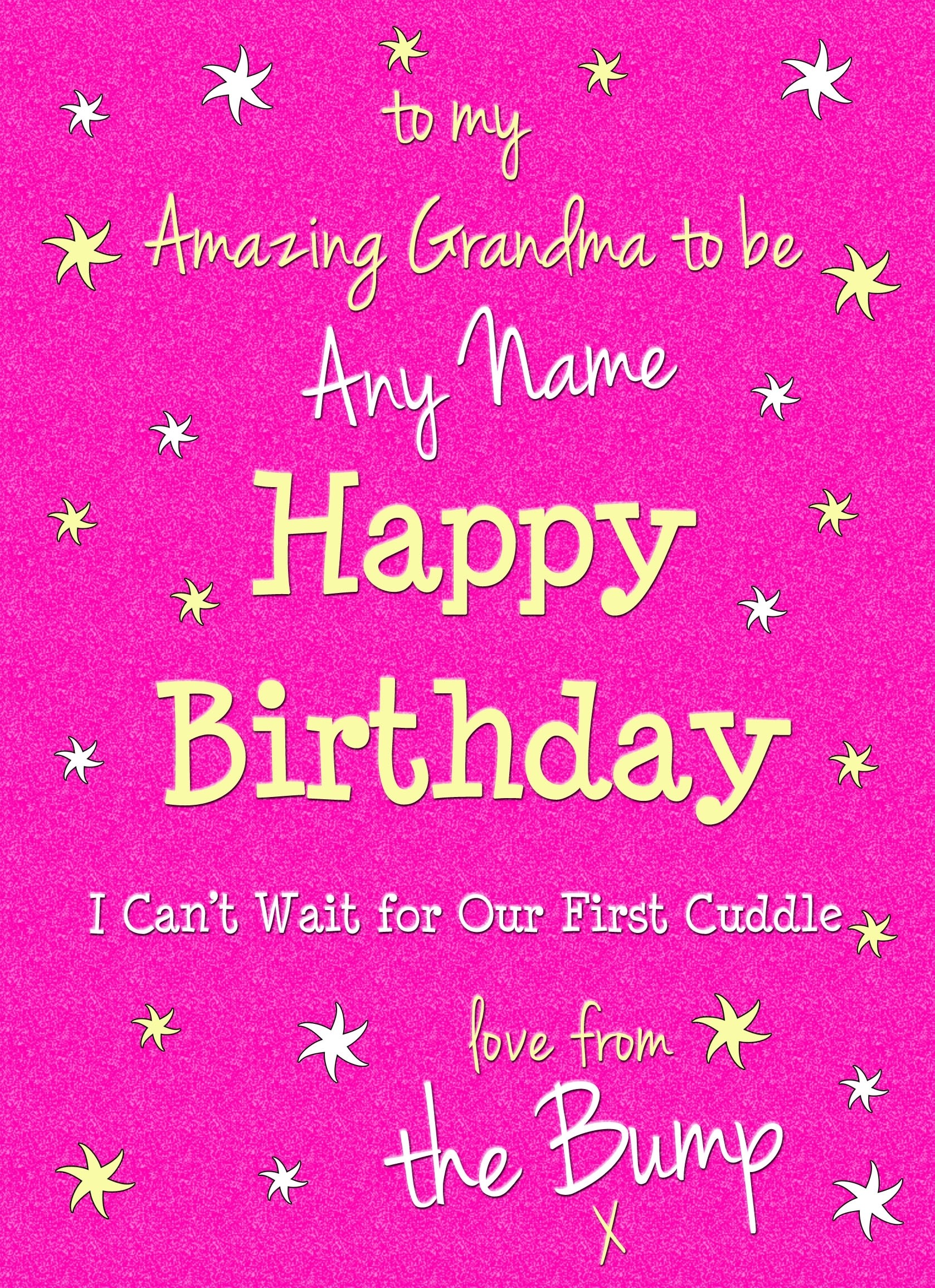Personalised From The Bump Pregnancy Birthday Card (Grandma, Cerise)