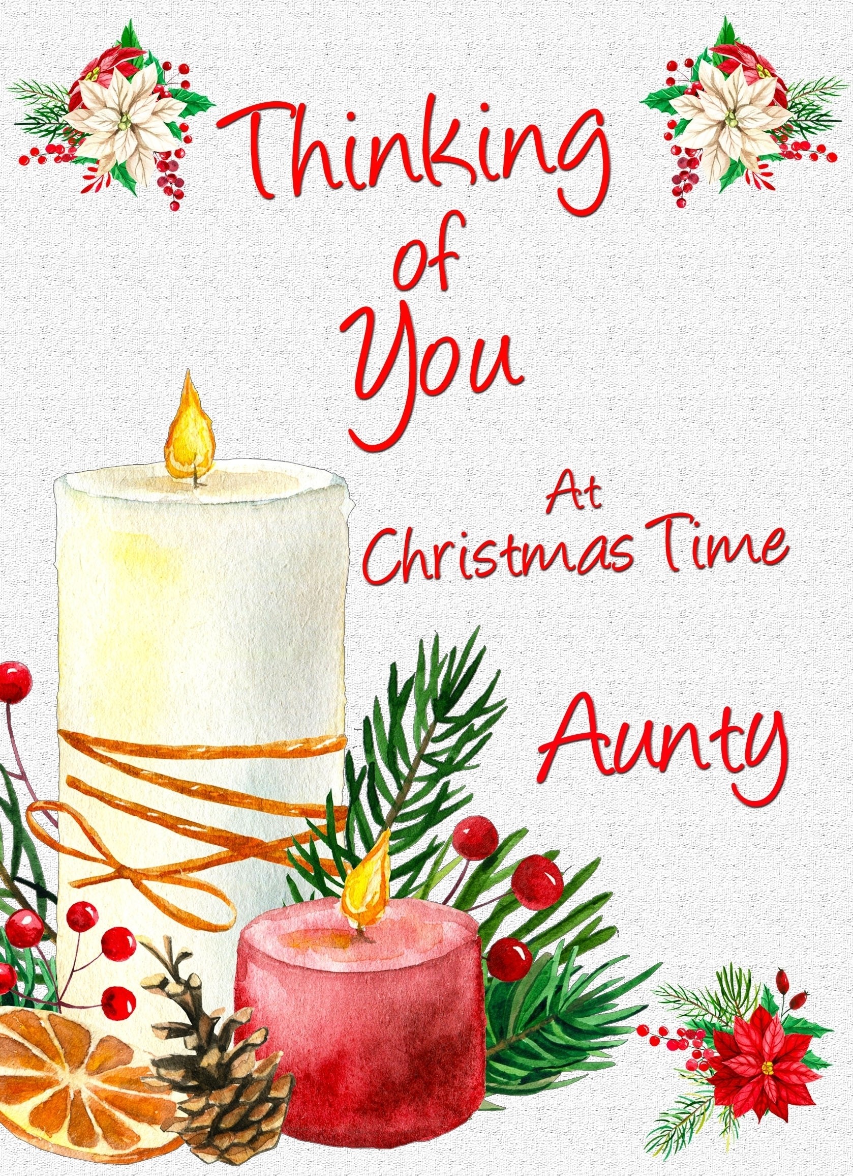 Thinking of You at Christmas Card For Aunty (Candle)