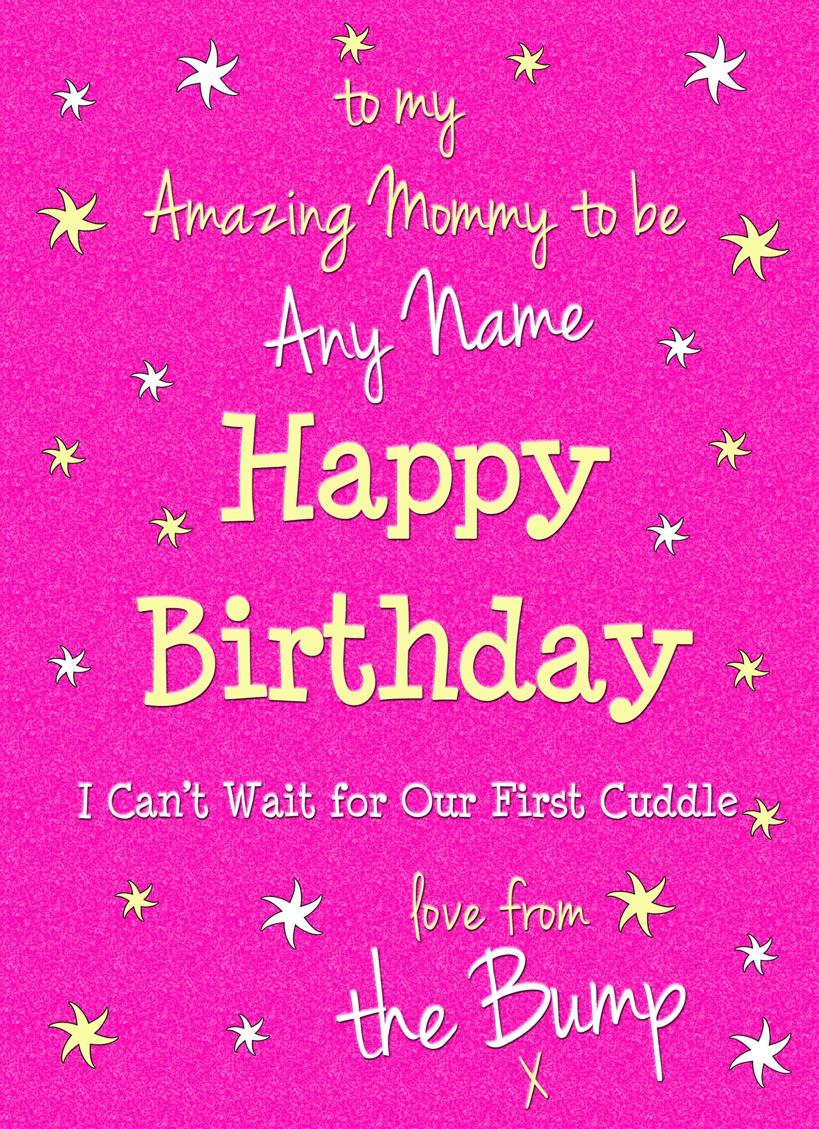Personalised From The Bump Pregnancy Birthday Card (Mommy, Cerise)