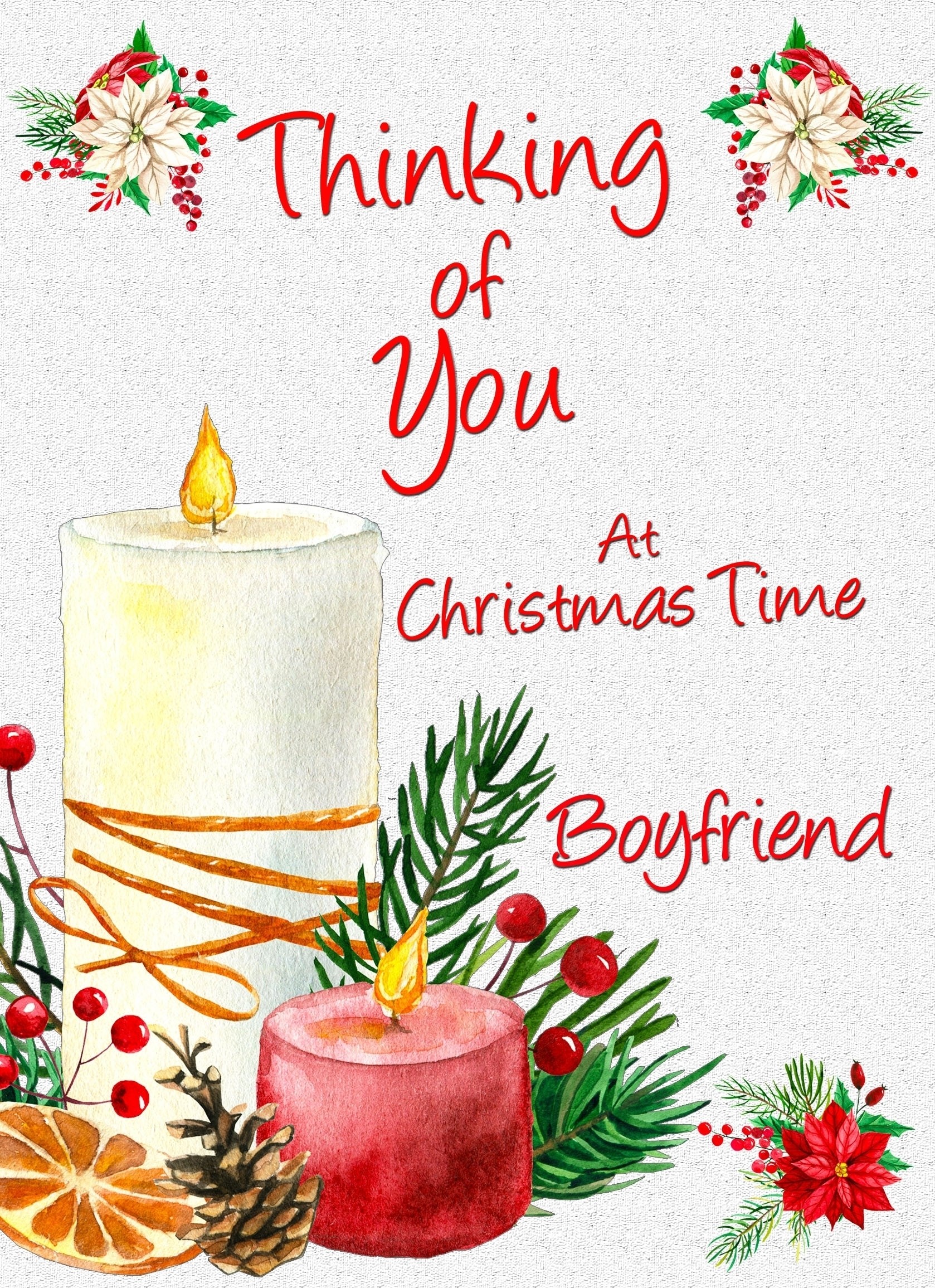 Thinking of You at Christmas Card For Boyfriend (Candle)