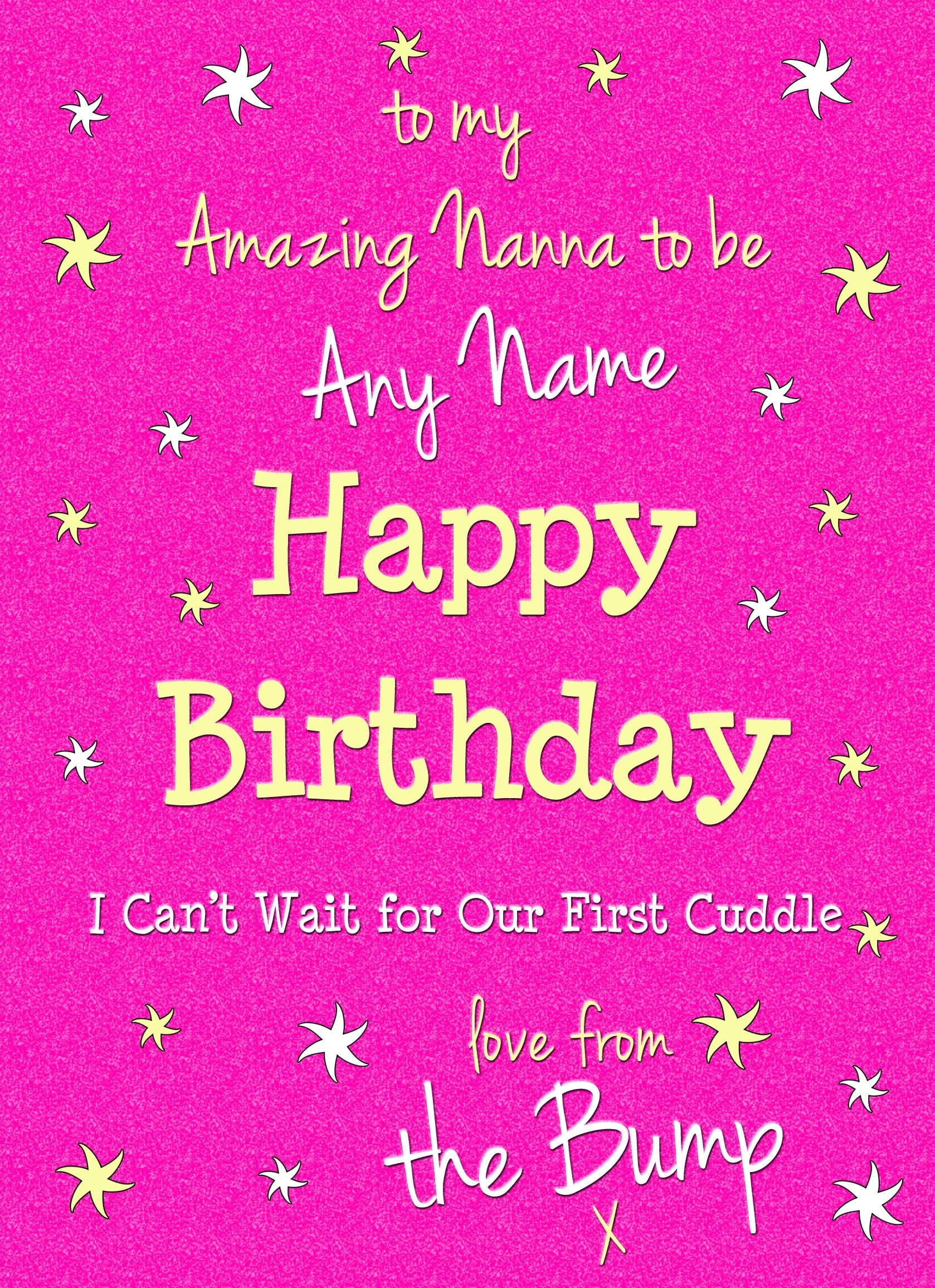 Personalised From The Bump Pregnancy Birthday Card (Nanna, Cerise)