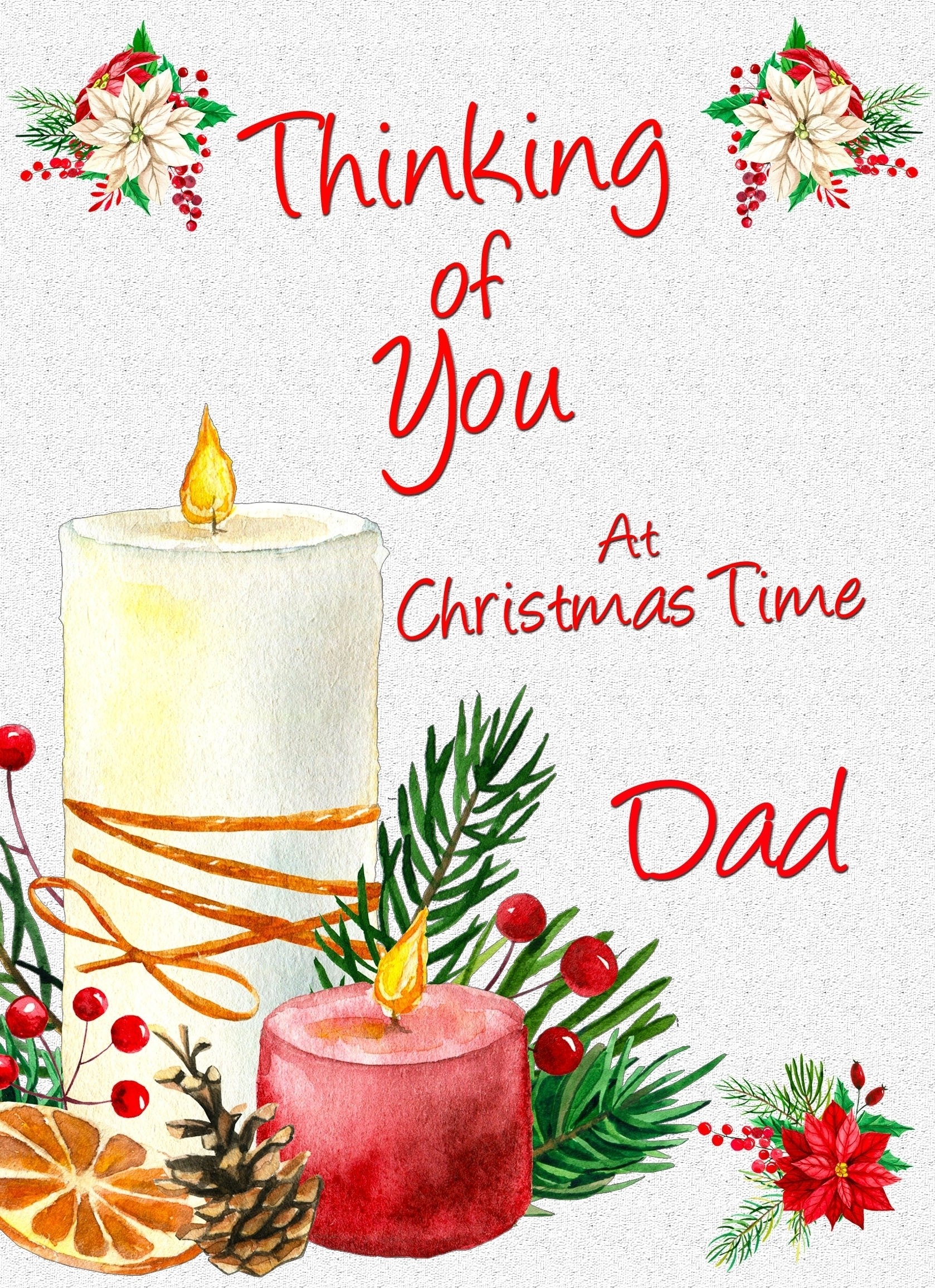 Thinking of You at Christmas Card For Dad (Candle)