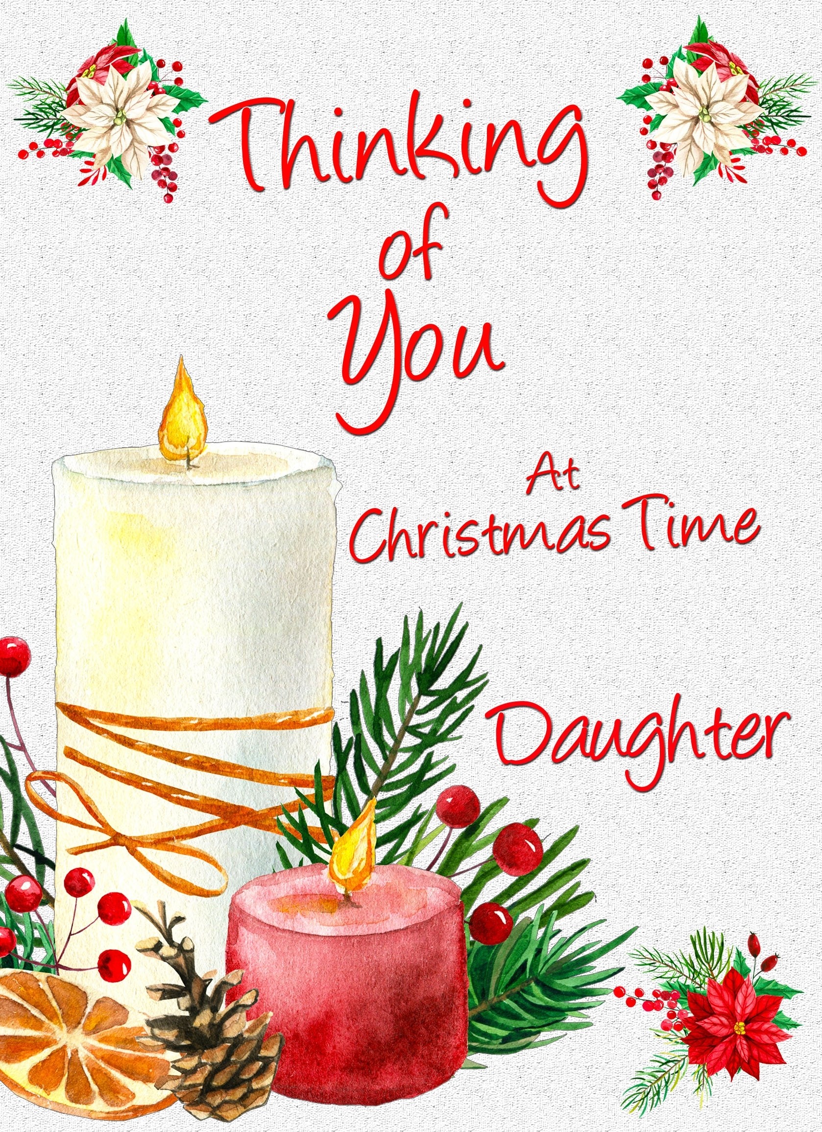 Thinking of You at Christmas Card For Daughter (Candle)