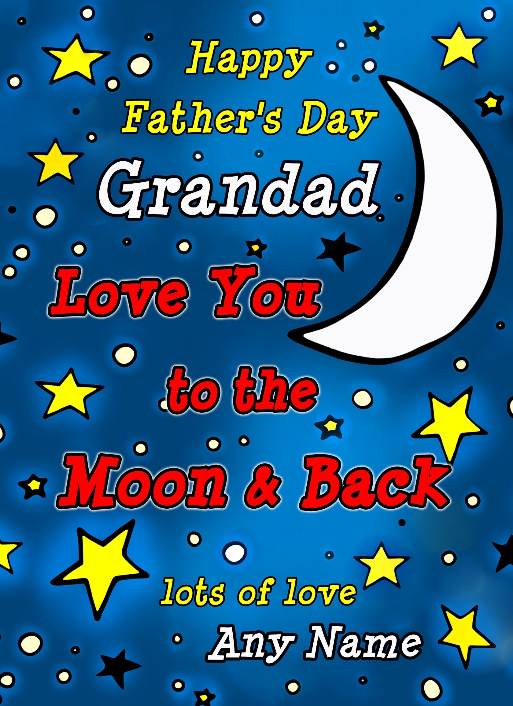 Personalised Fathers Day Card (Grandad, Moon & Back)