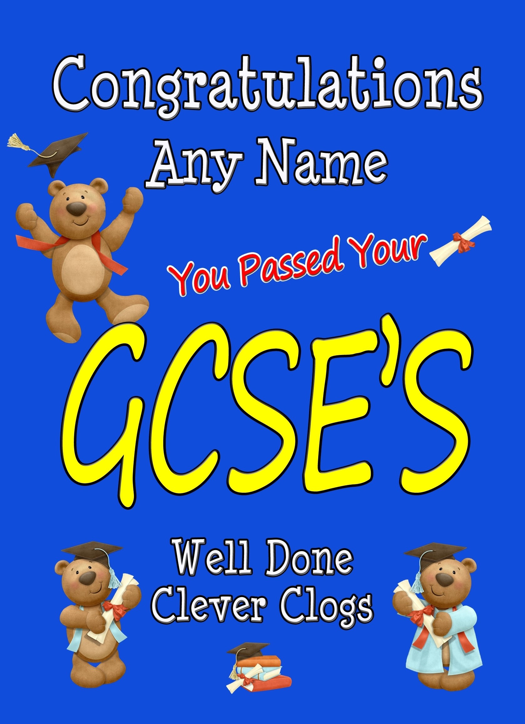 Personalised Congratulations on Passing Your GCSE Exams Card (Blue)