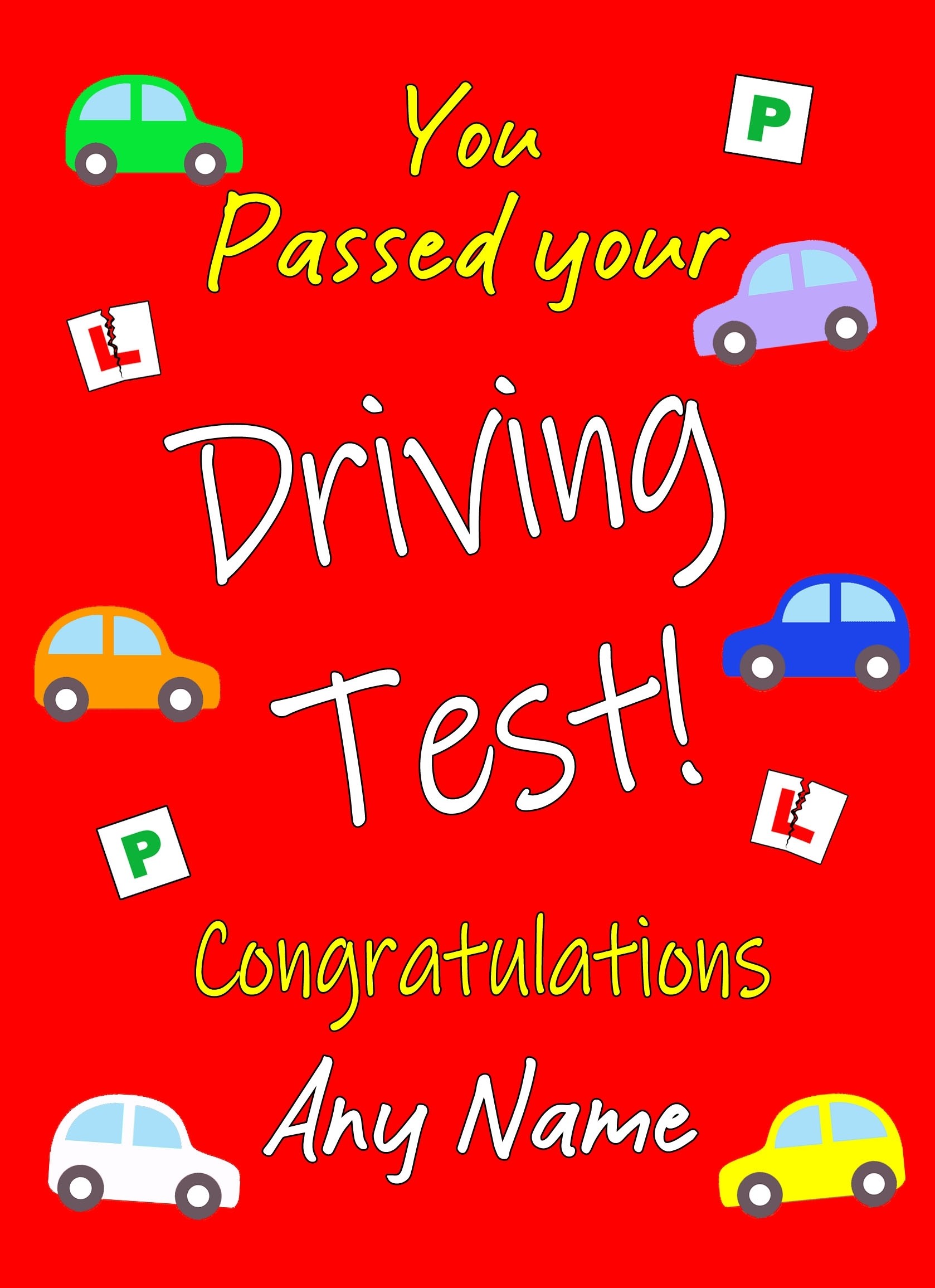 Personalised Passed Your Driving Test Card (Congratulations, Red)