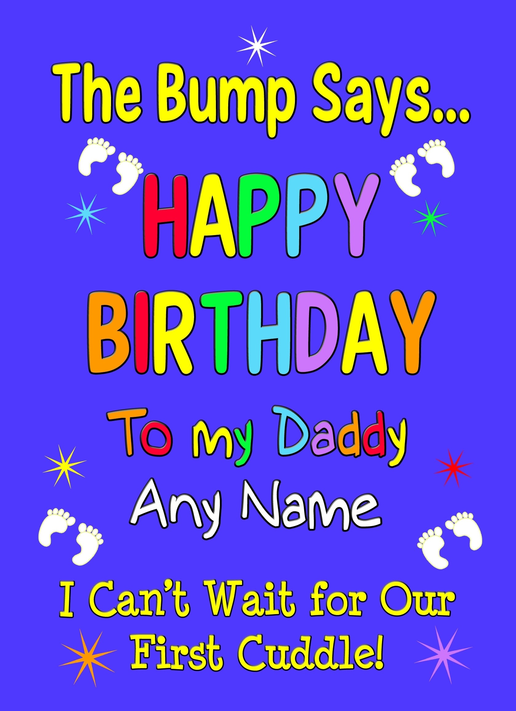 Personalised From The Bump Pregnancy Birthday Card (Daddy, Blue)
