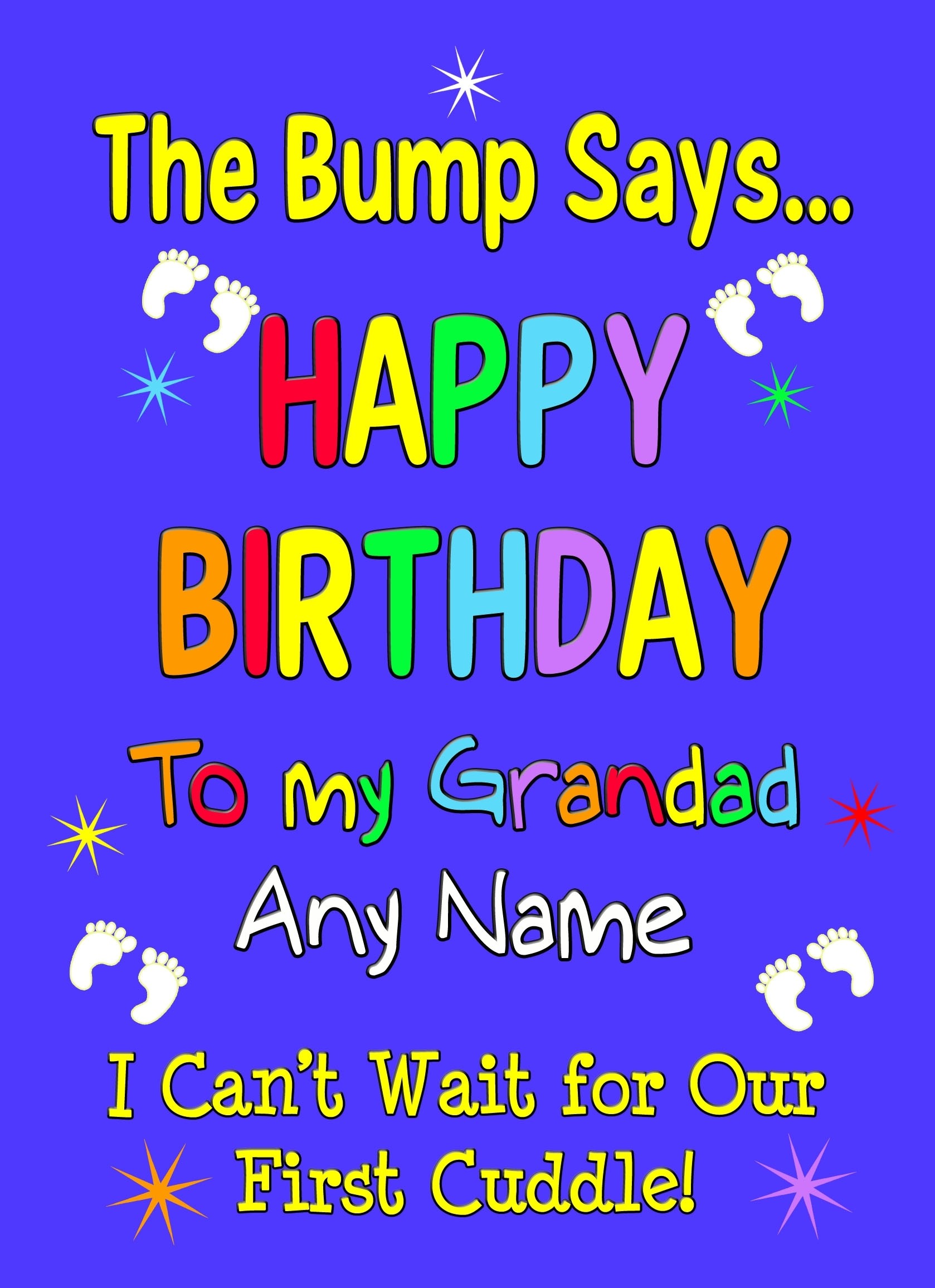 Personalised From The Bump Pregnancy Birthday Card (Grandad, Blue)