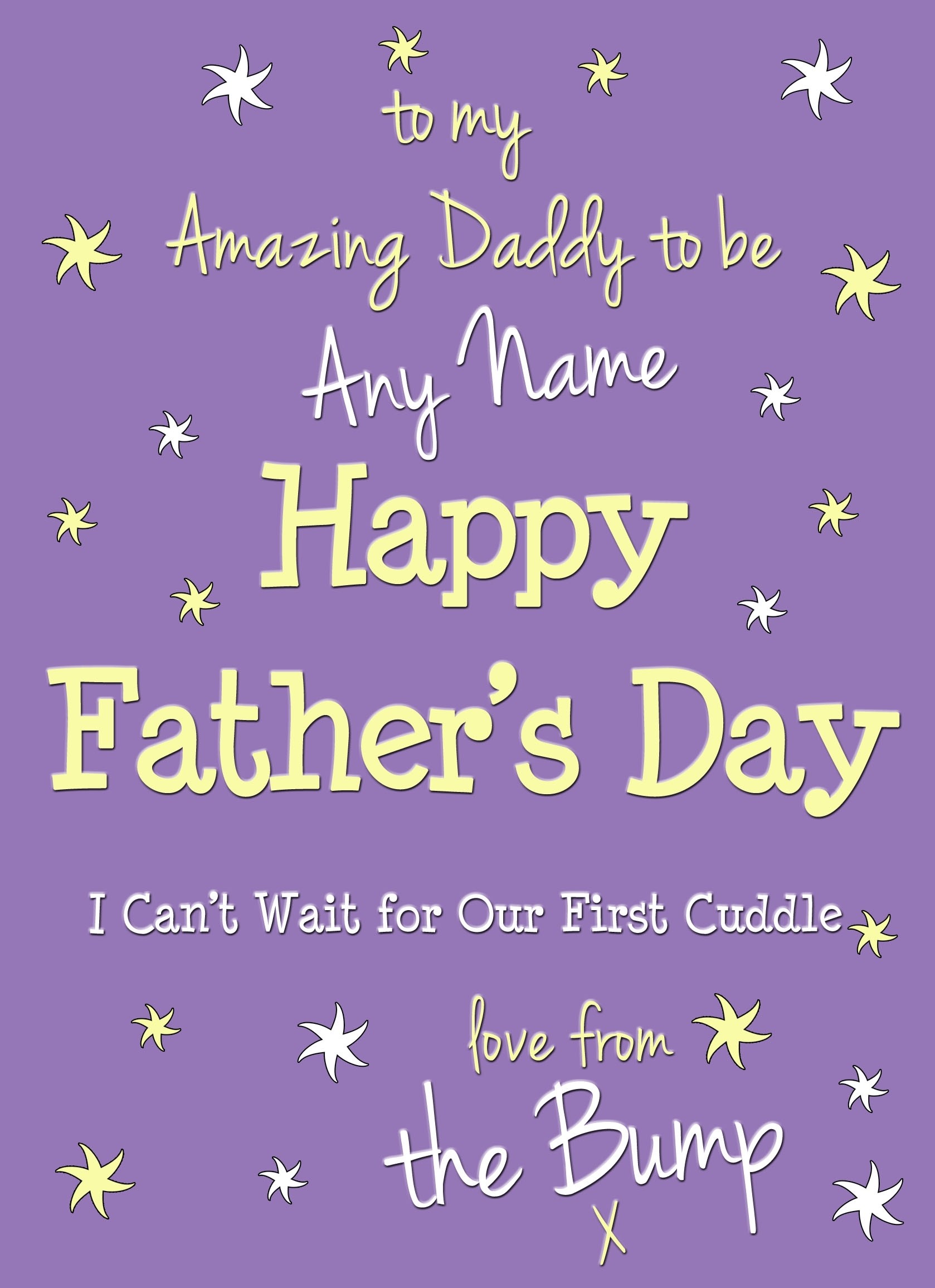 Personalised From The Bump Pregnancy Fathers Day Card (Daddy, Purple)