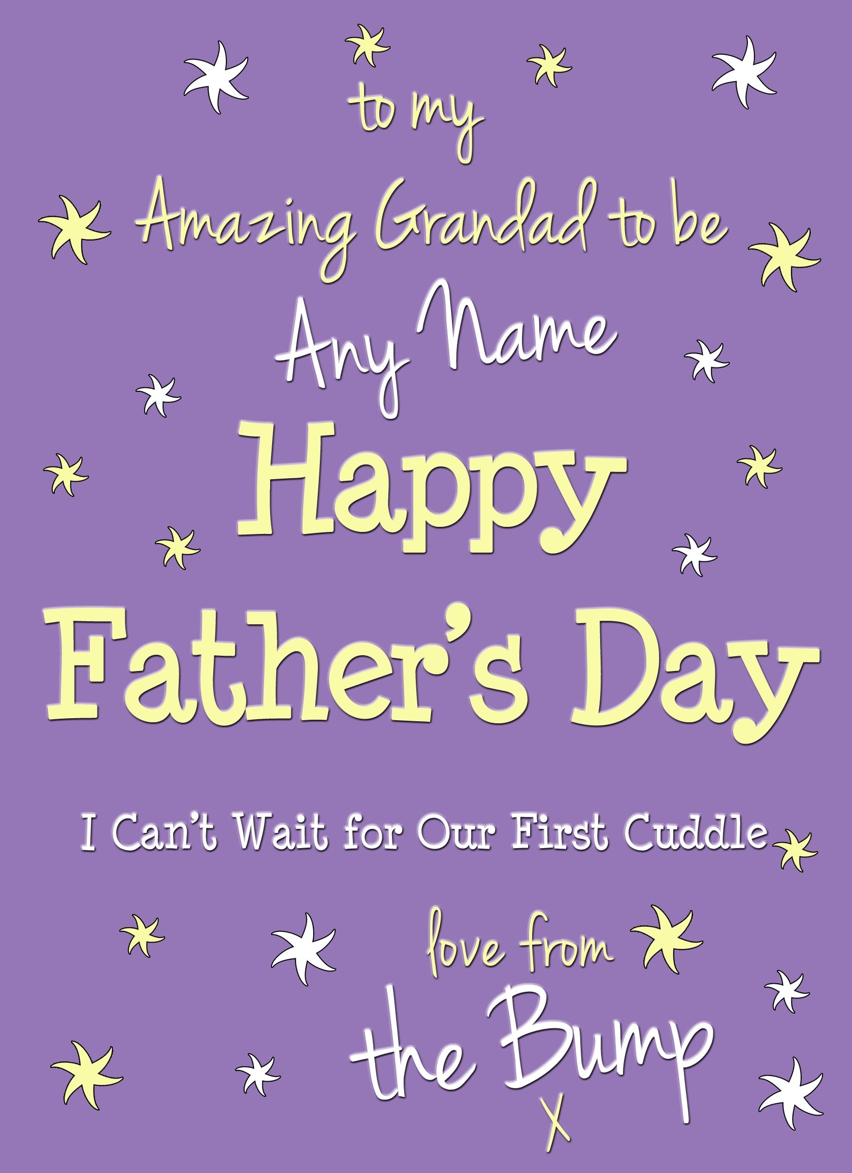 Personalised From The Bump Pregnancy Fathers Day Card (Grandad, Purple)