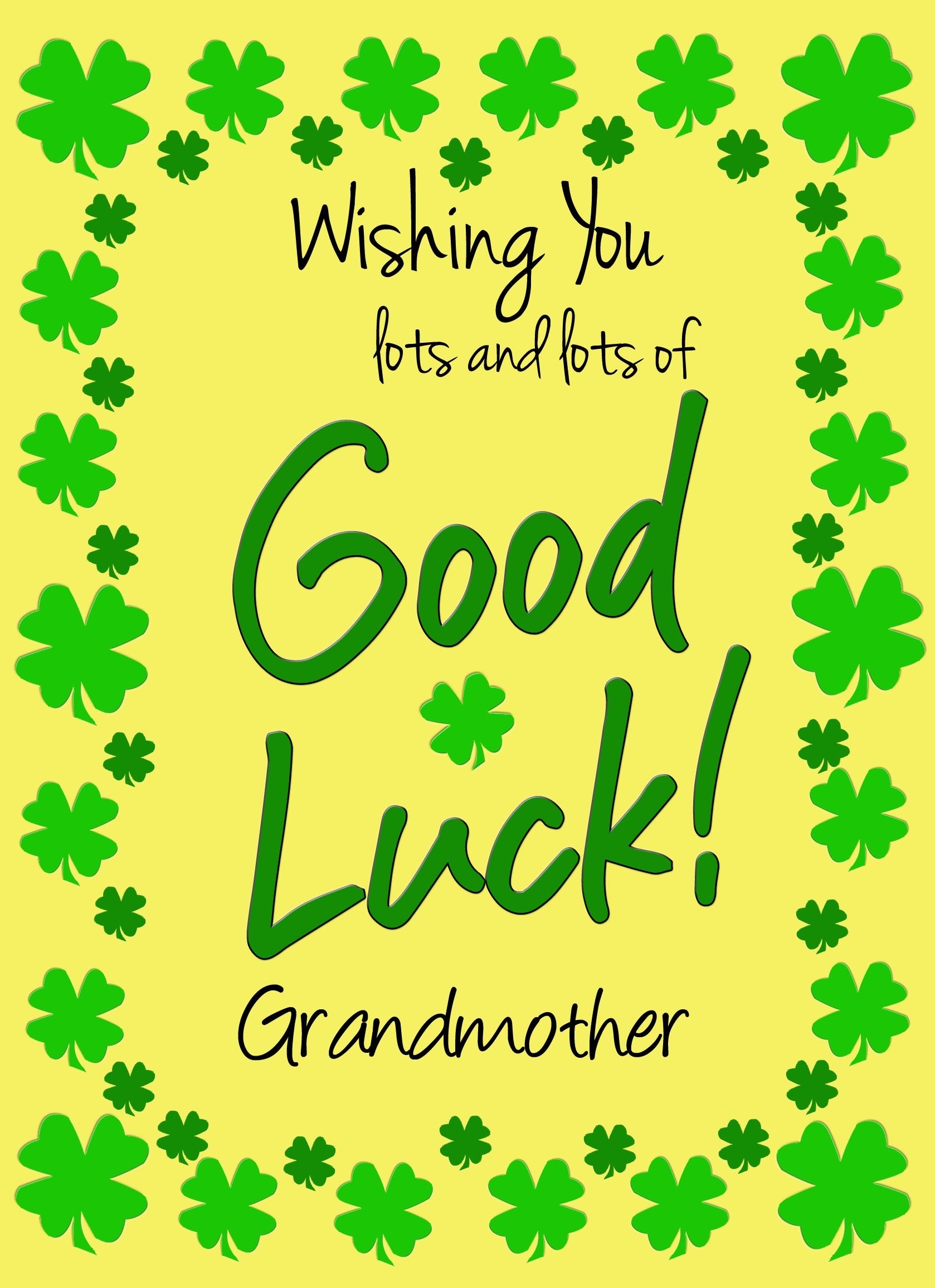 Good Luck Card for Grandmother (Yellow) 