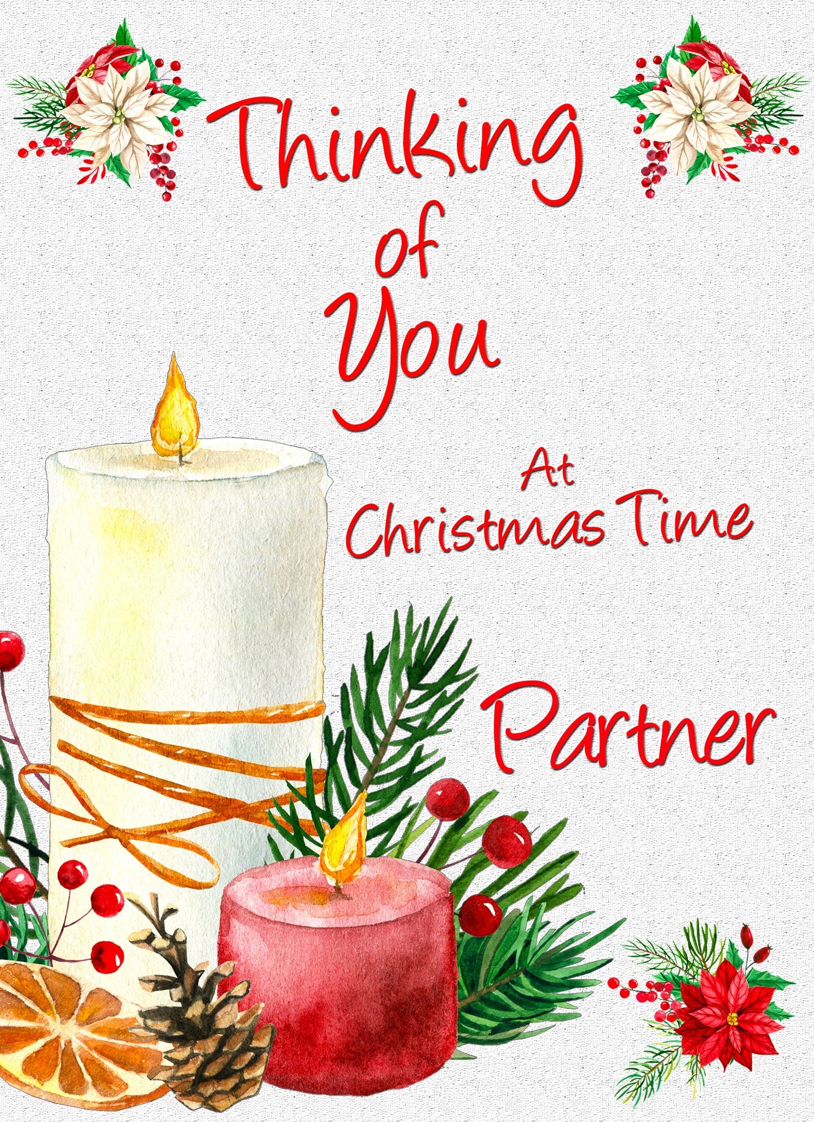 Thinking of You at Christmas Card For Partner (Candle)