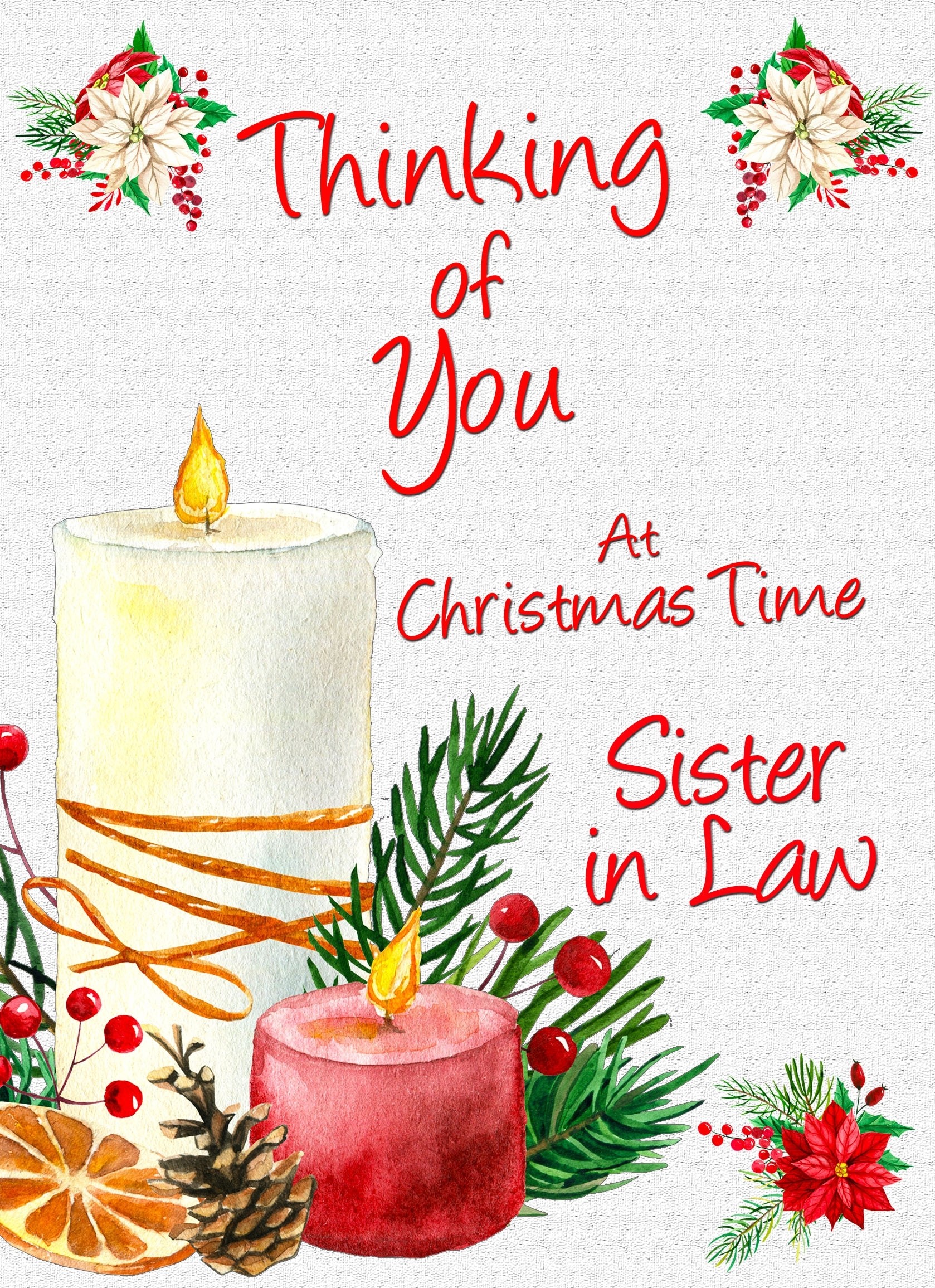 Thinking of You at Christmas Card For Sister in Law (Candle)