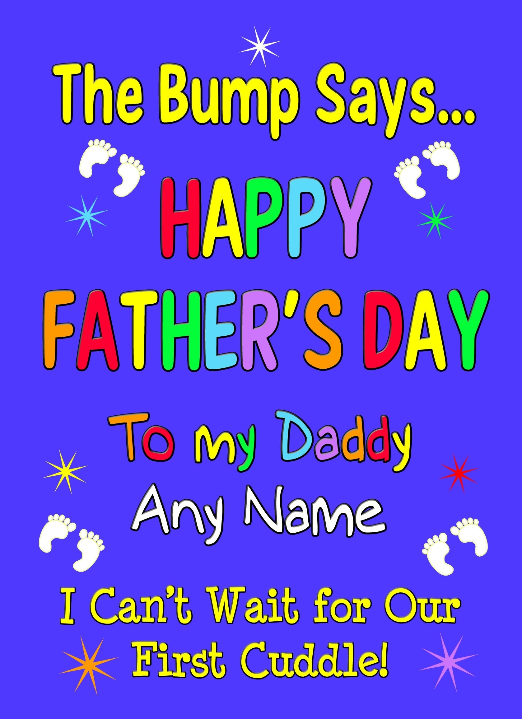 Personalised From The Bump Pregnancy Fathers Day Card (Daddy, Blue)