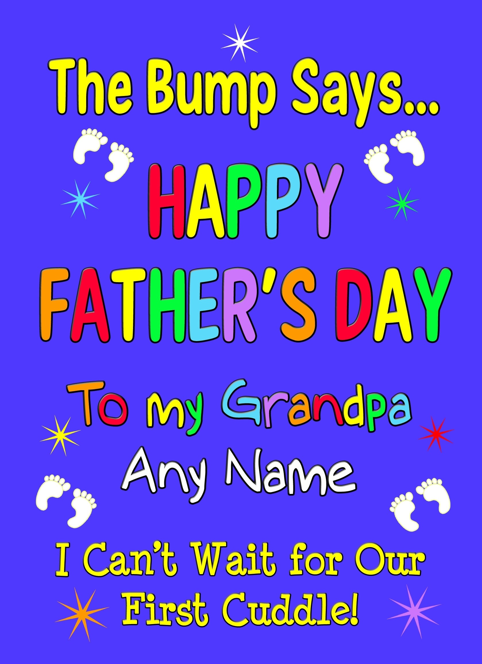 Personalised From The Bump Pregnancy Fathers Day Card (Grandpa, Blue)