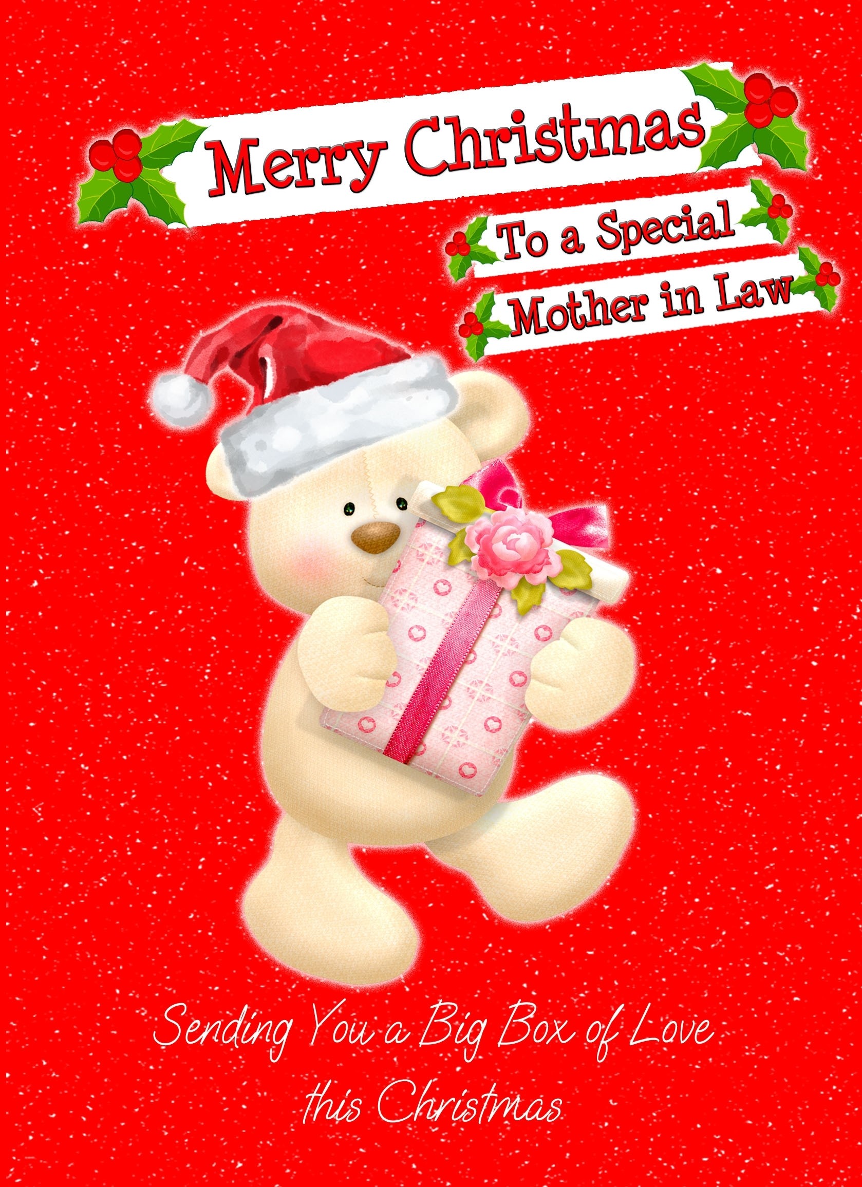 Christmas Card For Mother in Law (Red Bear)