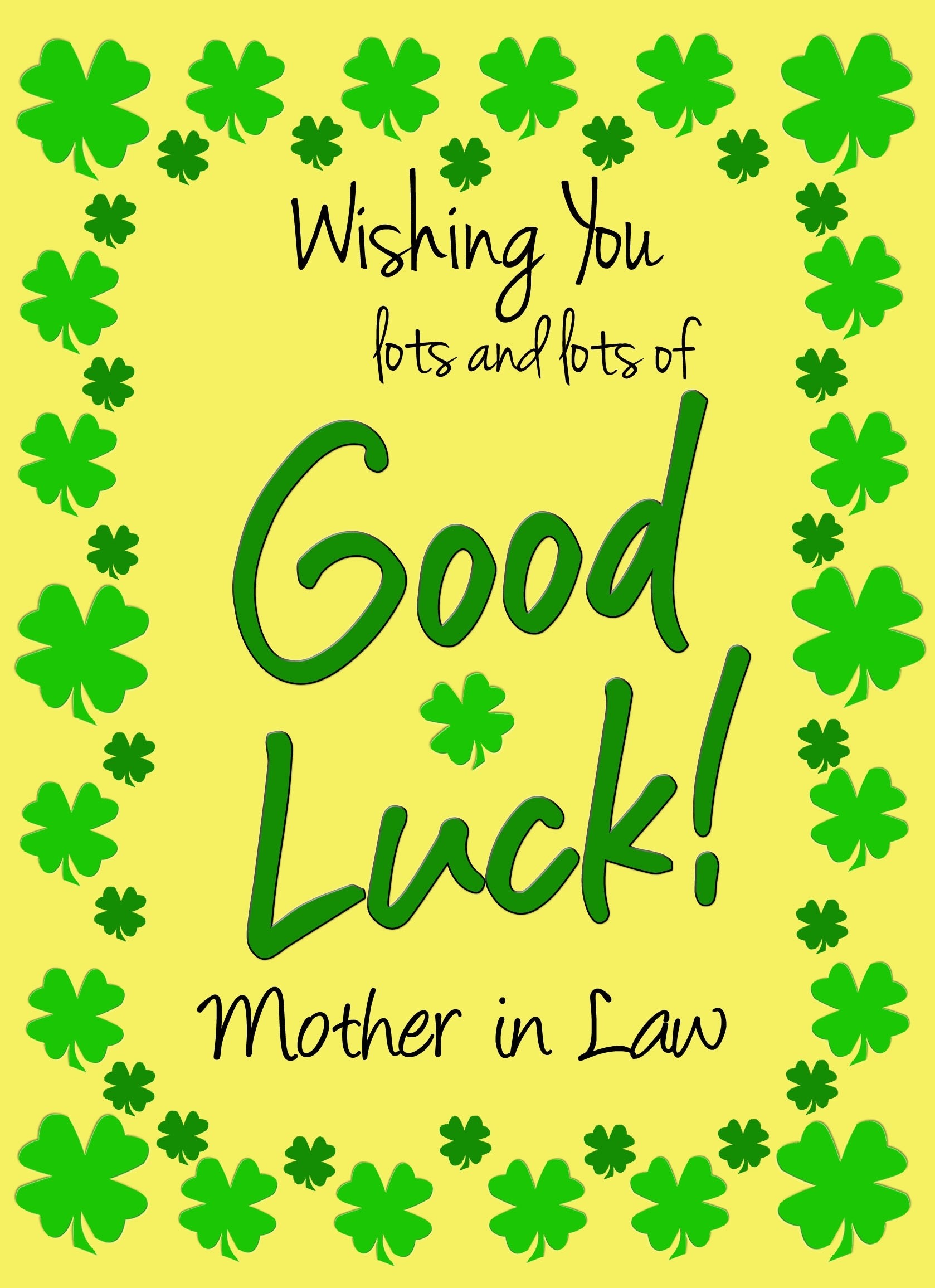 Good Luck Card for Mother in Law (Yellow) 