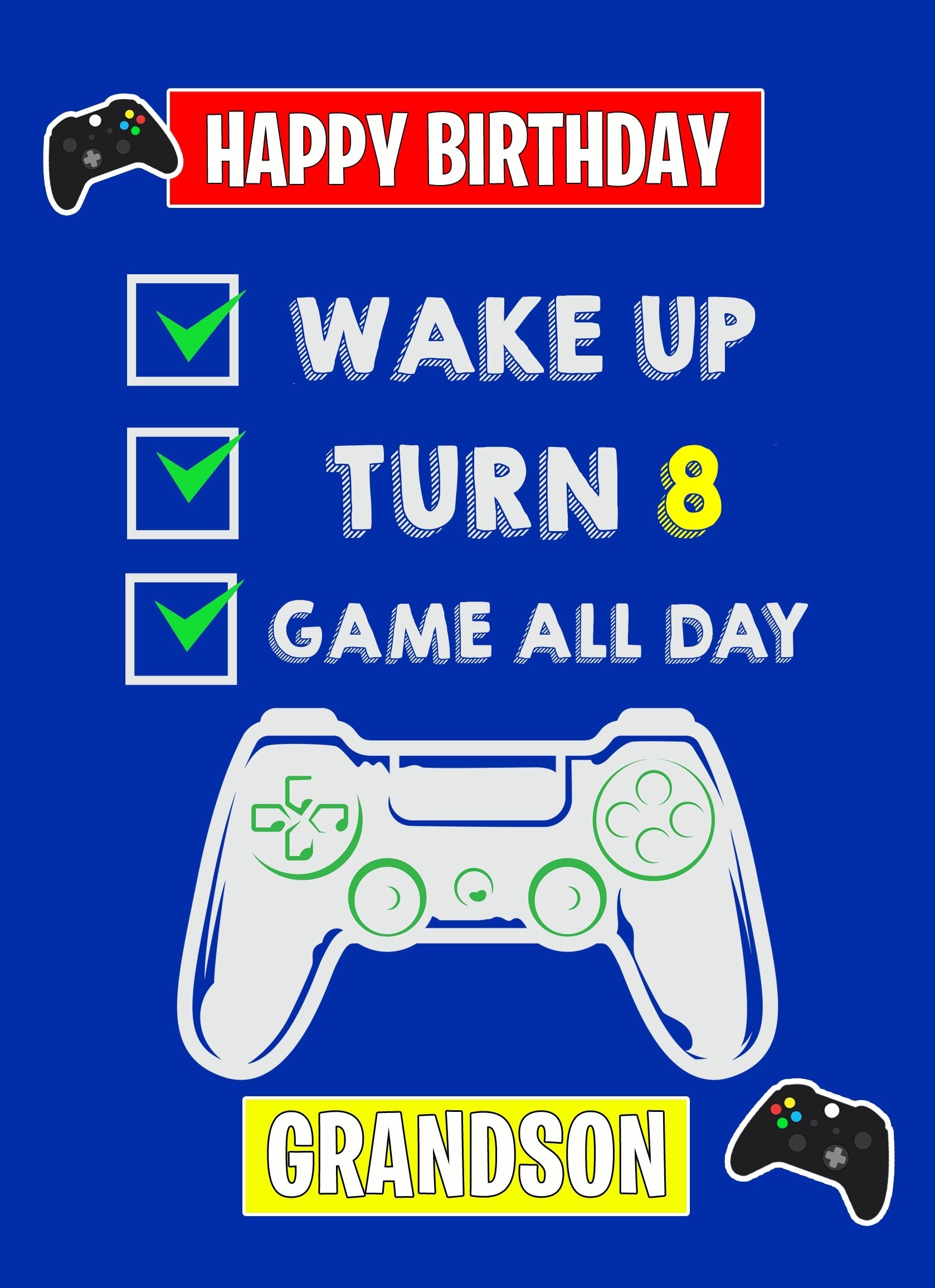 8th Level Gamer Birthday Card For Grandson