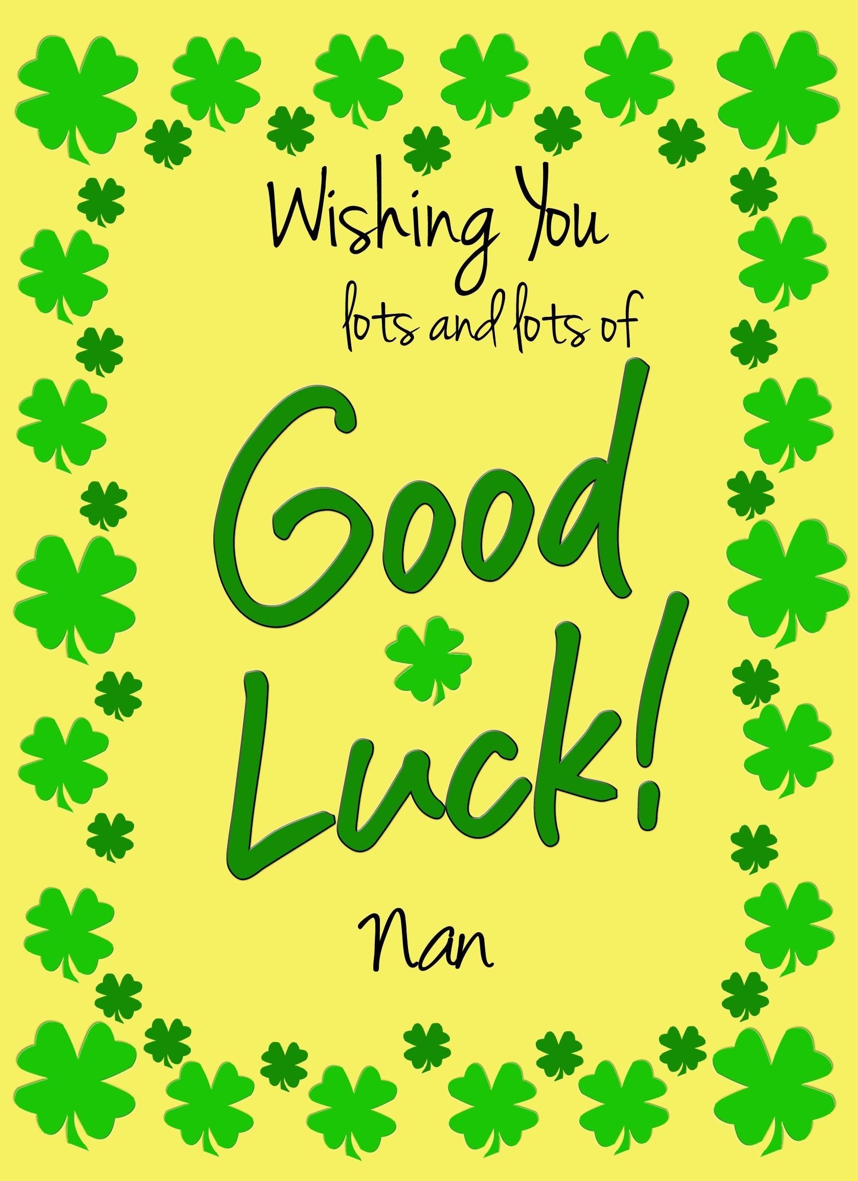 Good Luck Card for Nan (Yellow) 
