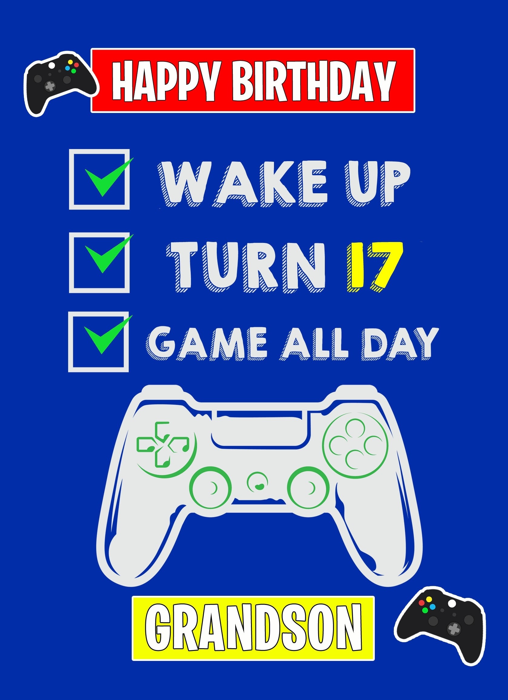 17th Level Gamer Birthday Card For Grandson
