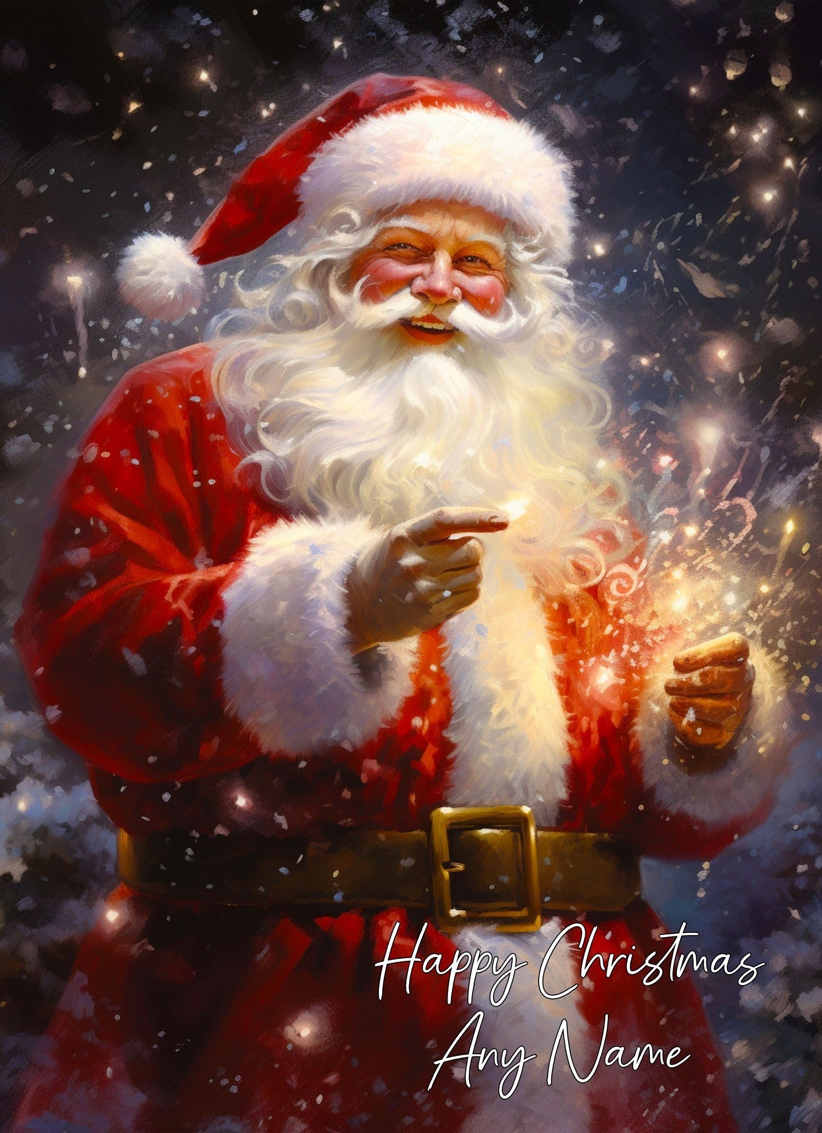 Personalised Santa Claus Art Christmas Card (Design 4)