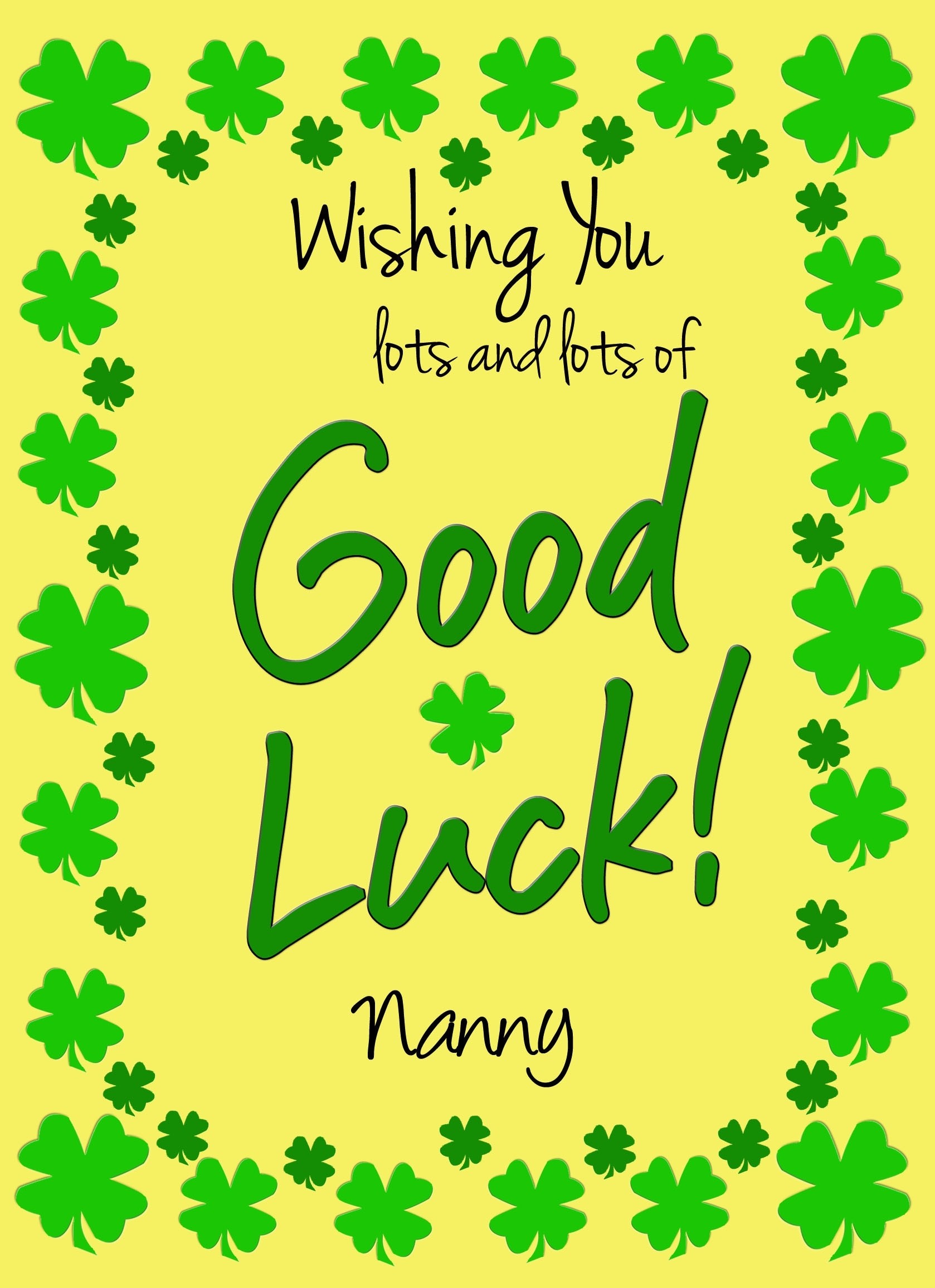 Good Luck Card for Nanny (Yellow) 