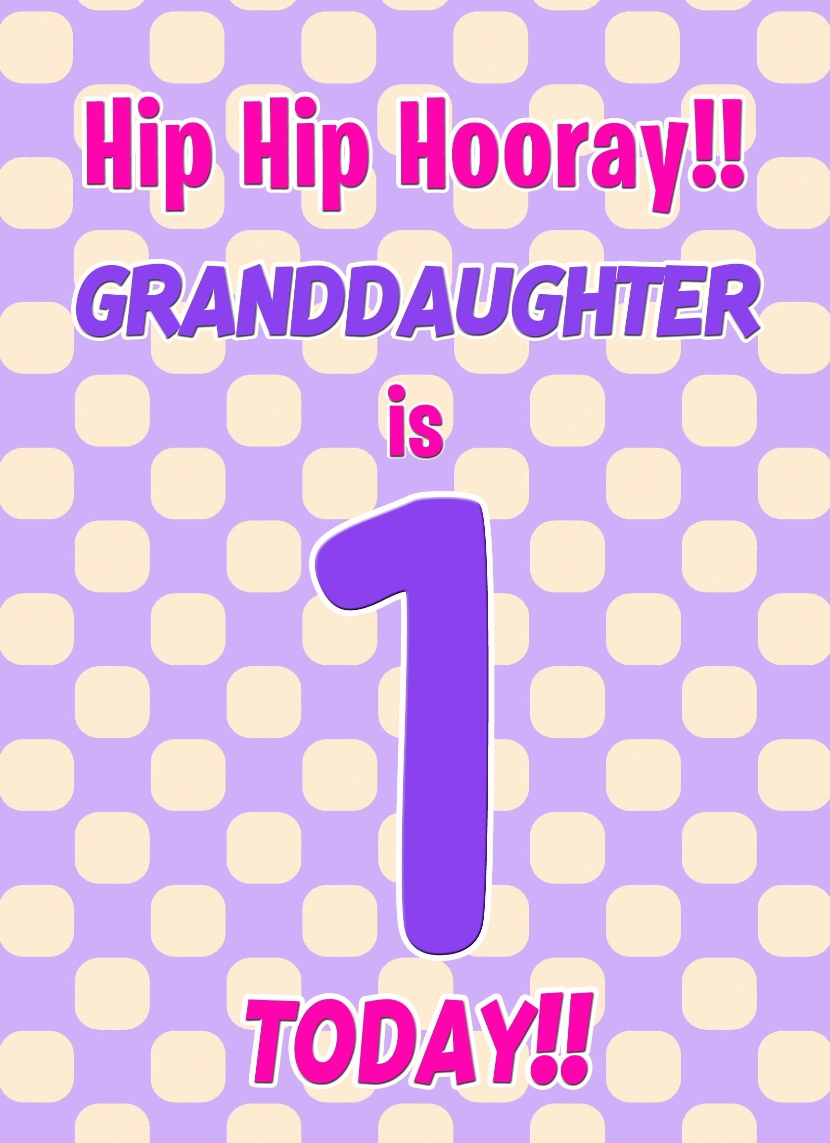 Granddaughter 1st Birthday Card (Purple Spots)