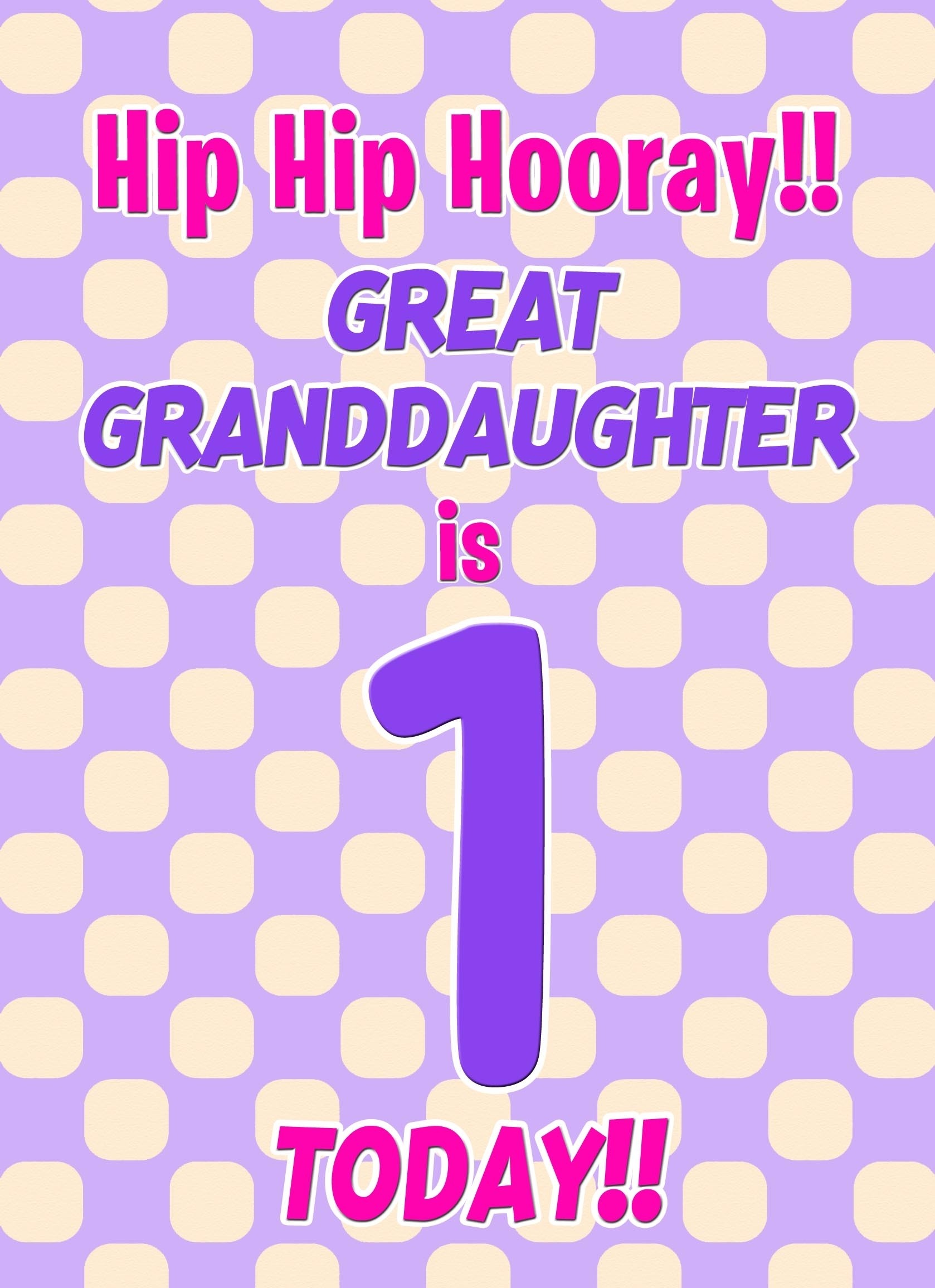 Great Granddaughter 1st Birthday Card (Purple Spots)