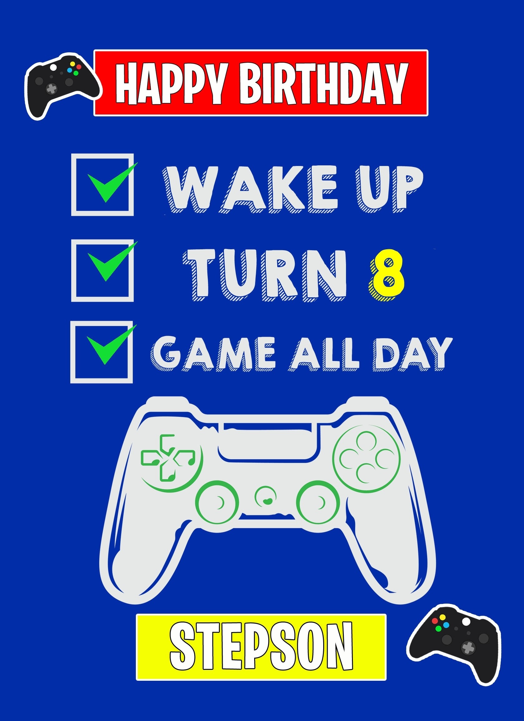 8th Level Gamer Birthday Card For Stepson