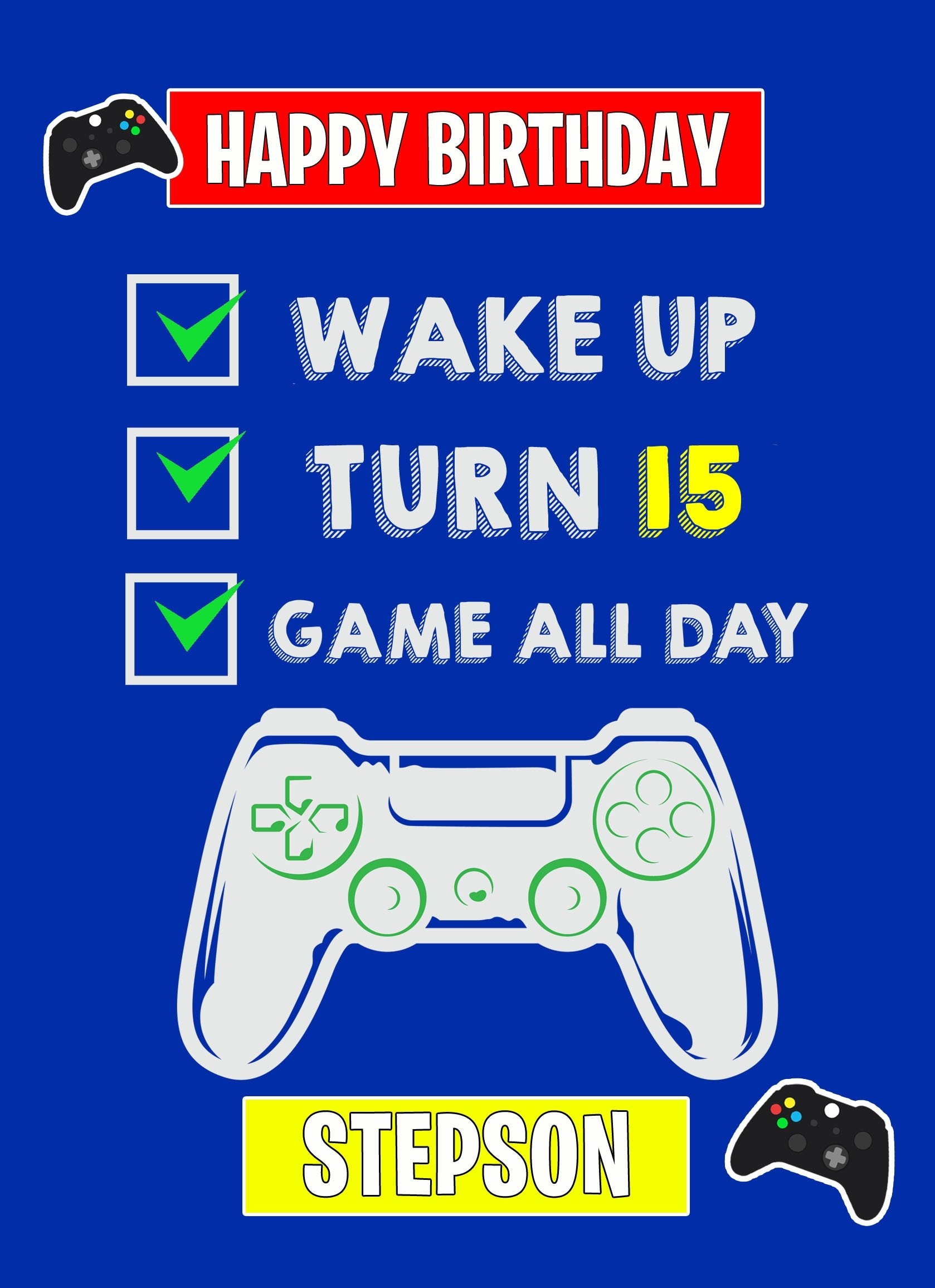 15th Level Gamer Birthday Card For Stepson