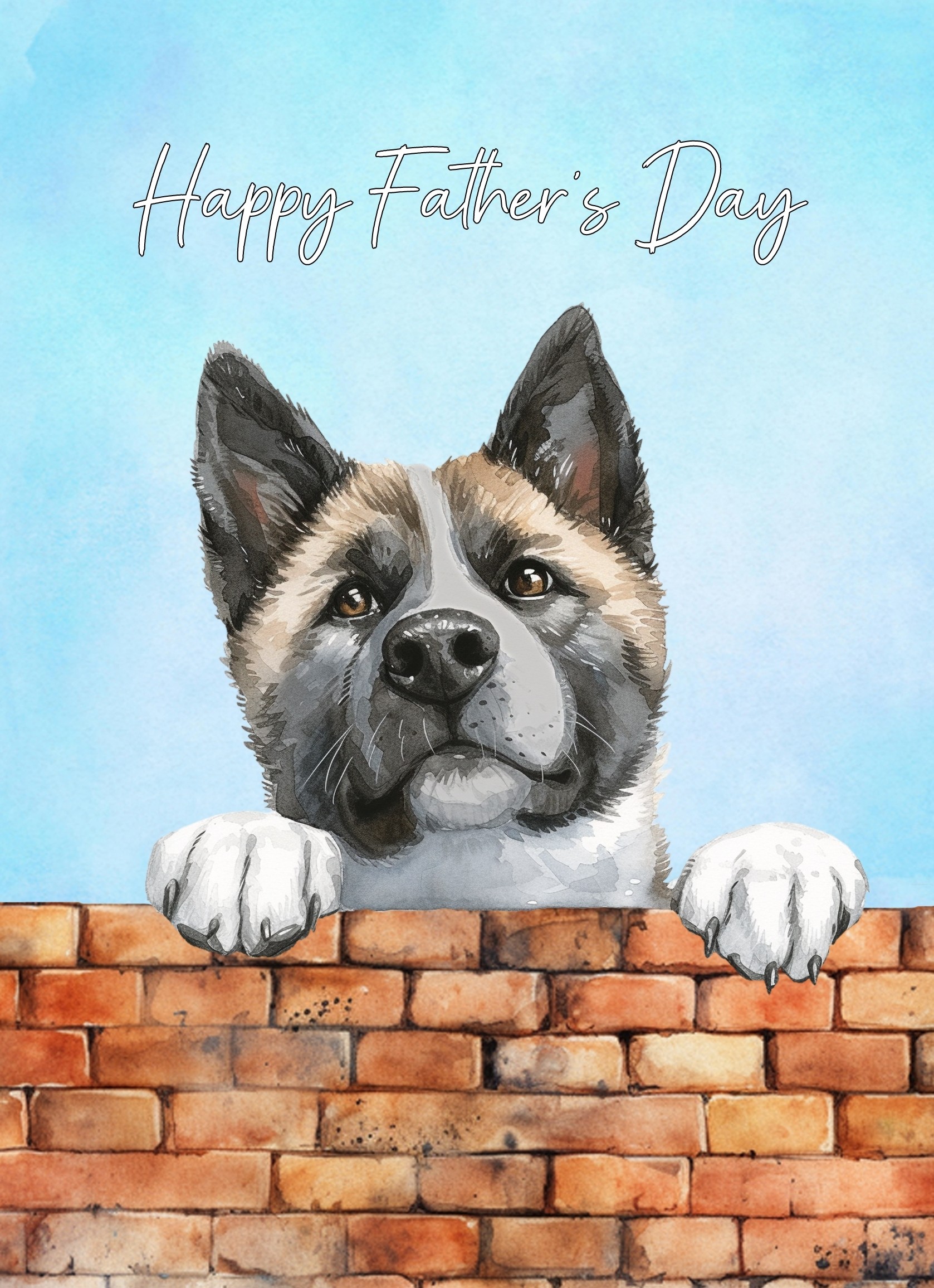 Akita Dog Art Fathers Day Card