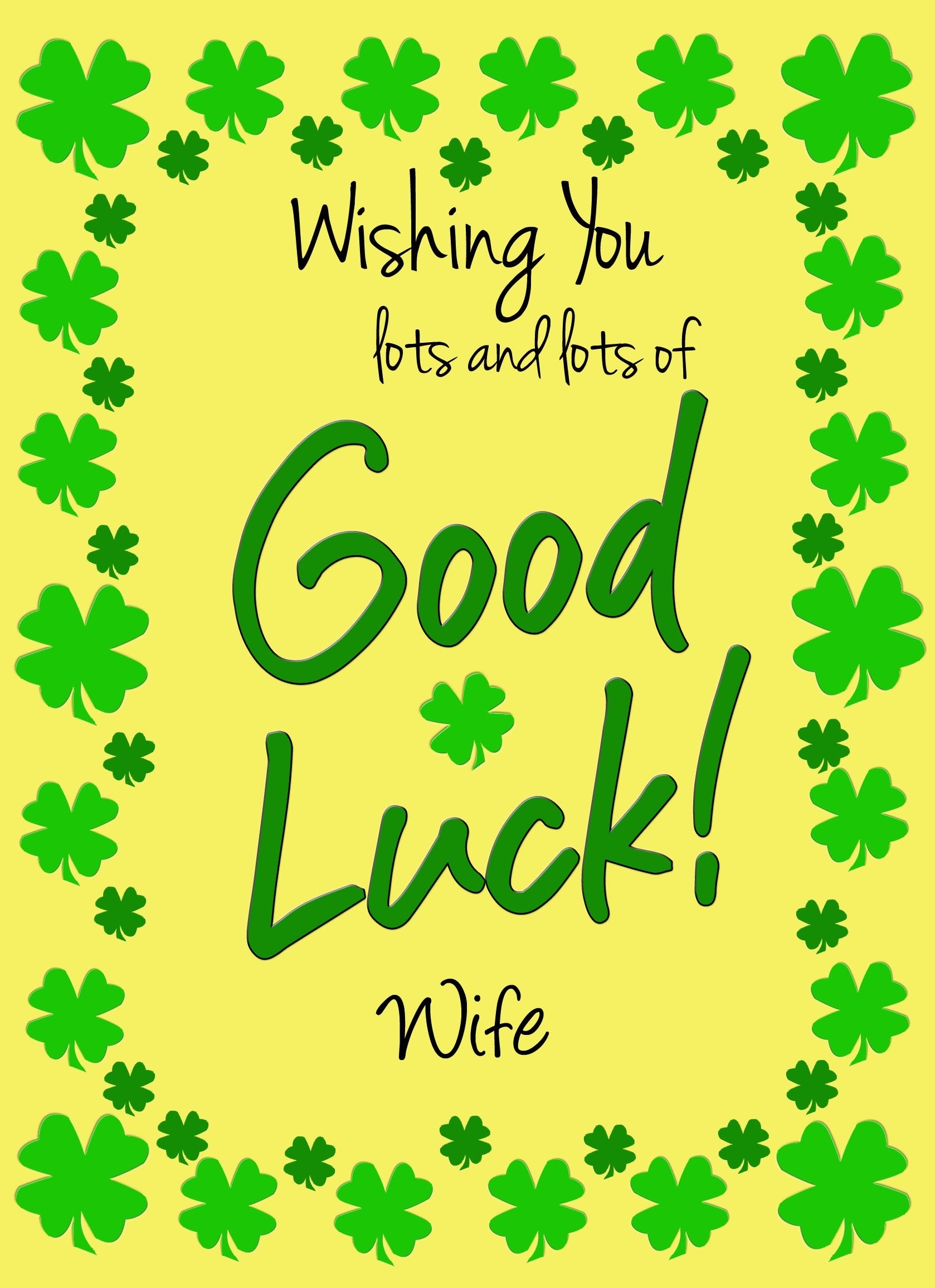 Good Luck Card for Wife (Yellow) 