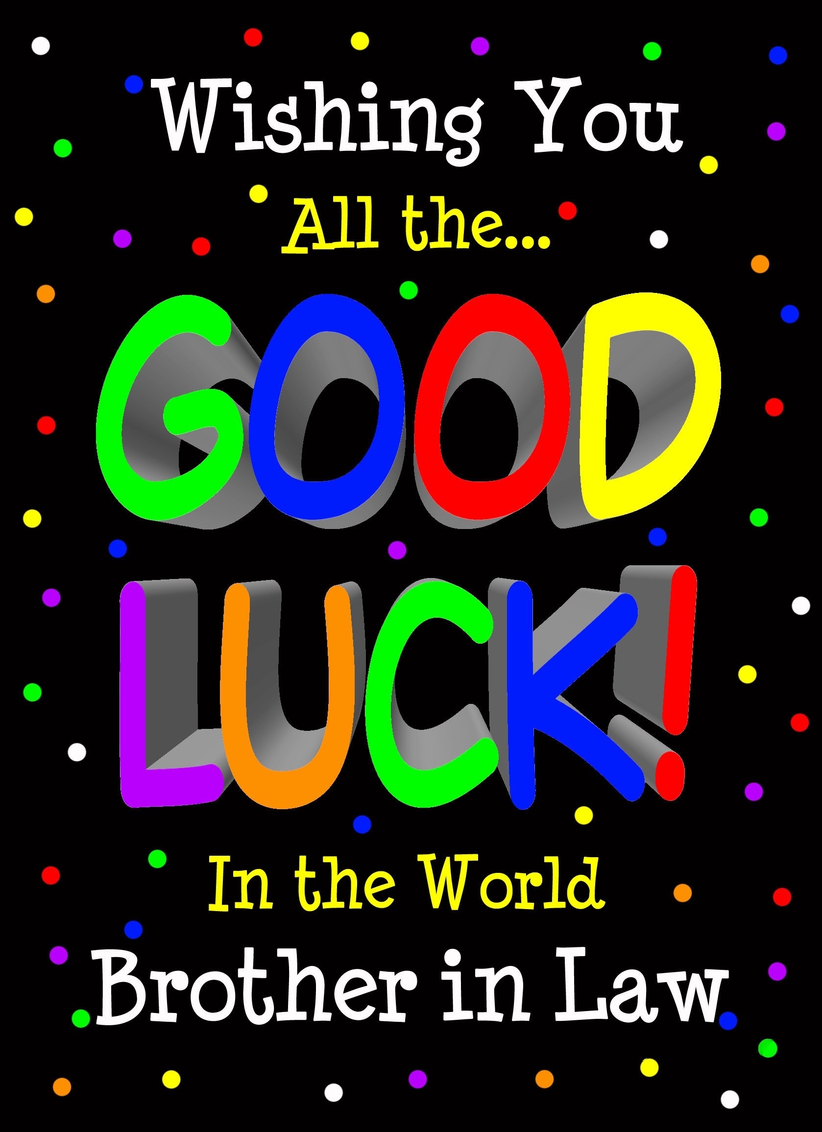 Good Luck Card for Brother in Law (Black) 