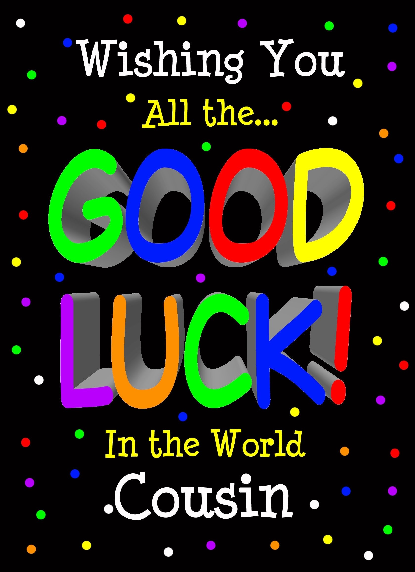 Good Luck Card for Cousin (Black) 