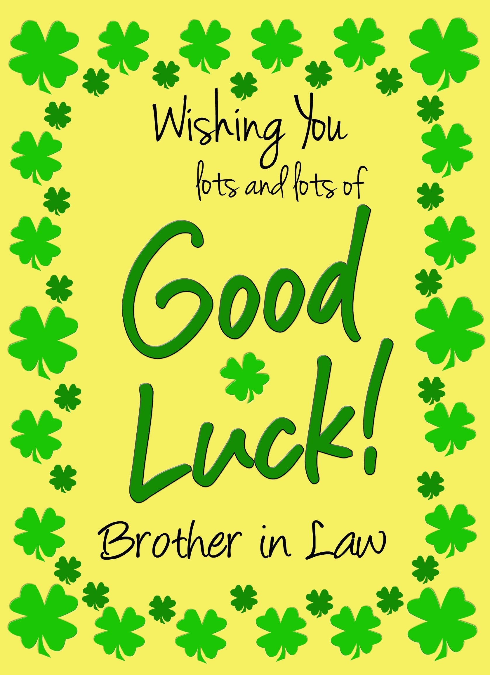 Good Luck Card for Brother in Law (Yellow) 