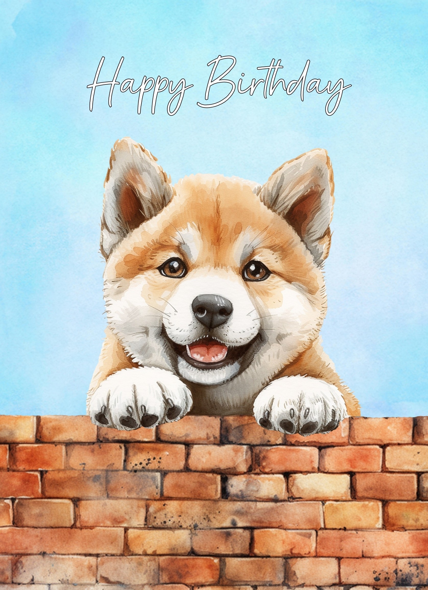 Akita Inu Dog Art Birthday Card