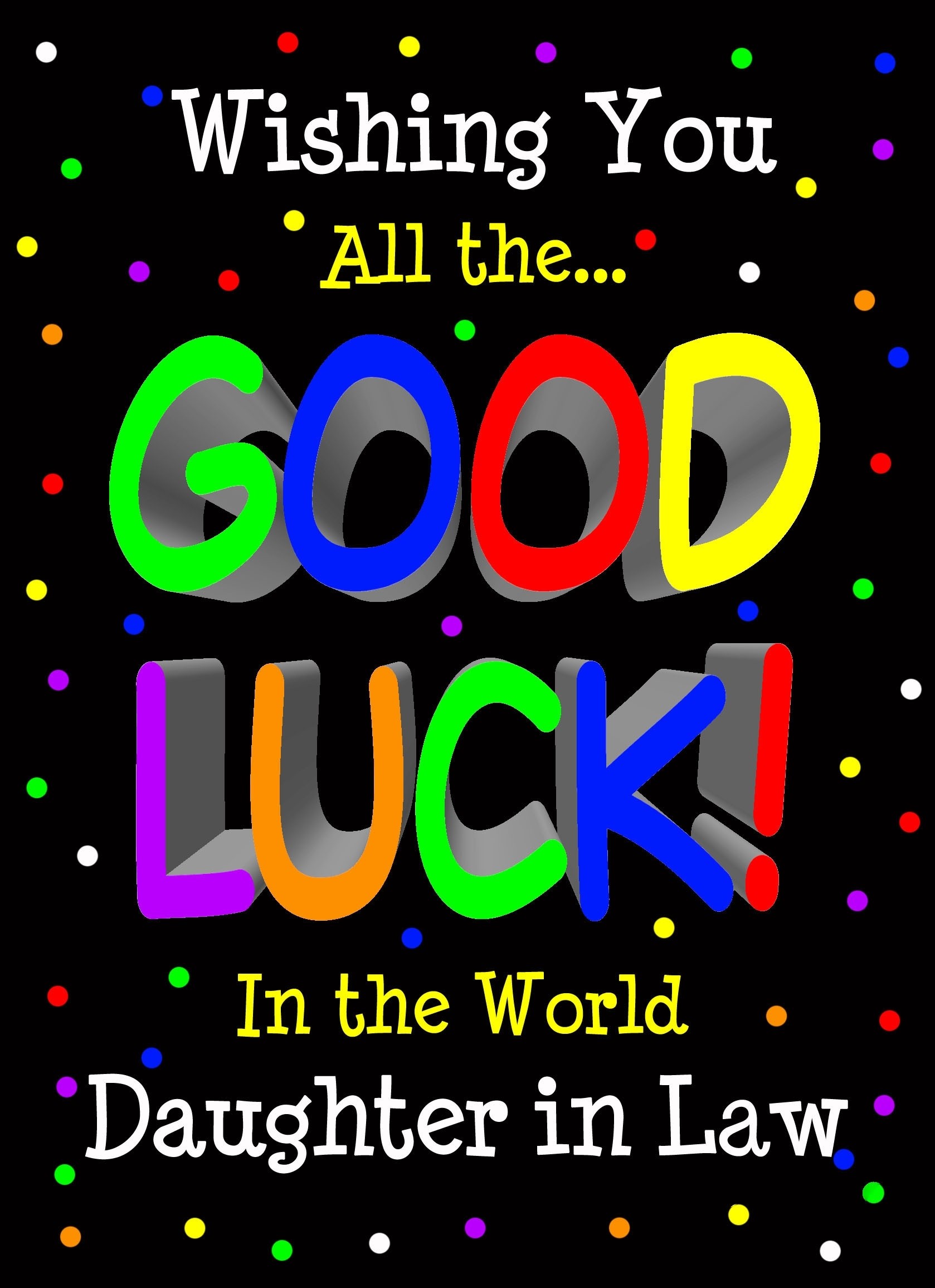 Good Luck Card for Daughter in Law (Black) 