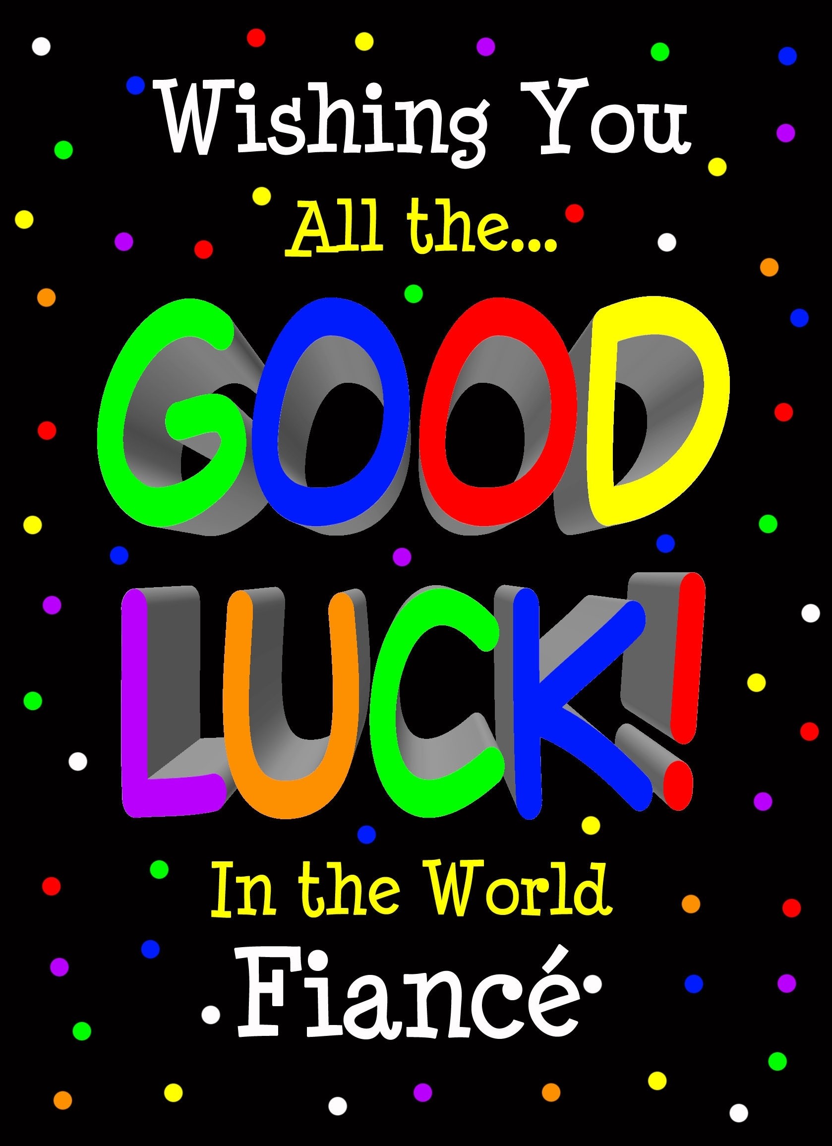 Good Luck Card for Fiance (Black) 