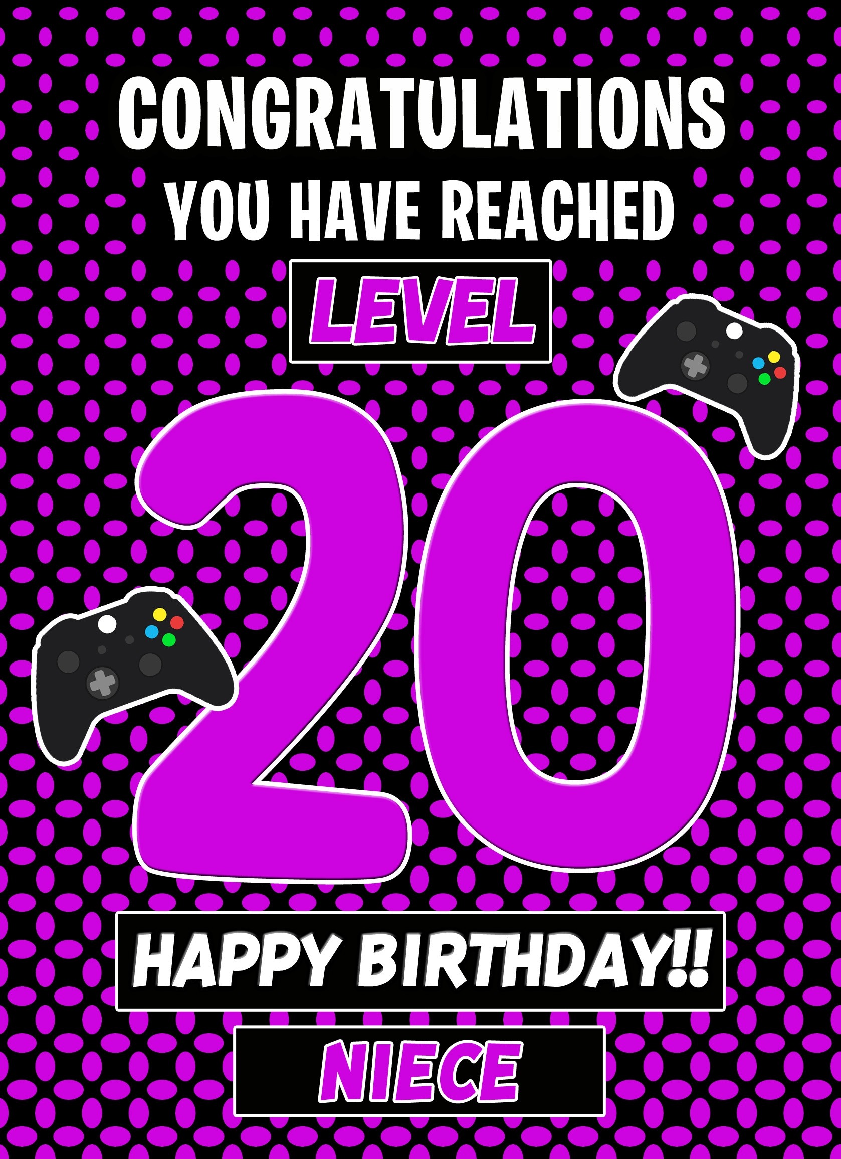 Niece 20th Birthday Card (Level Up Gamer)