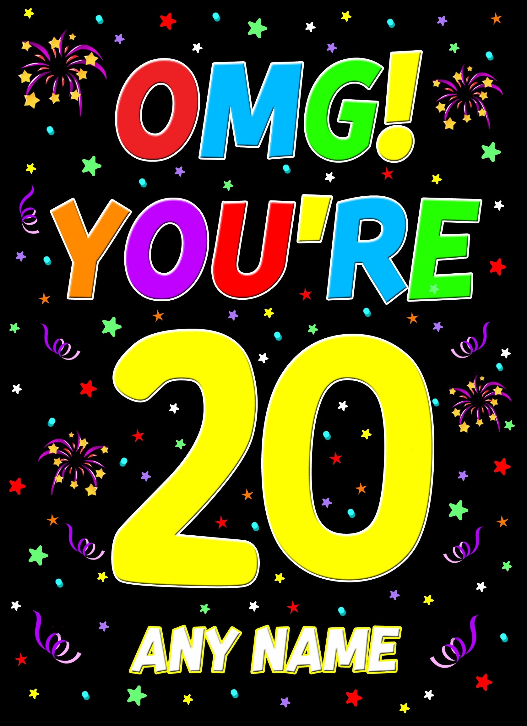 Personalised 20th Birthday Card (OMG)