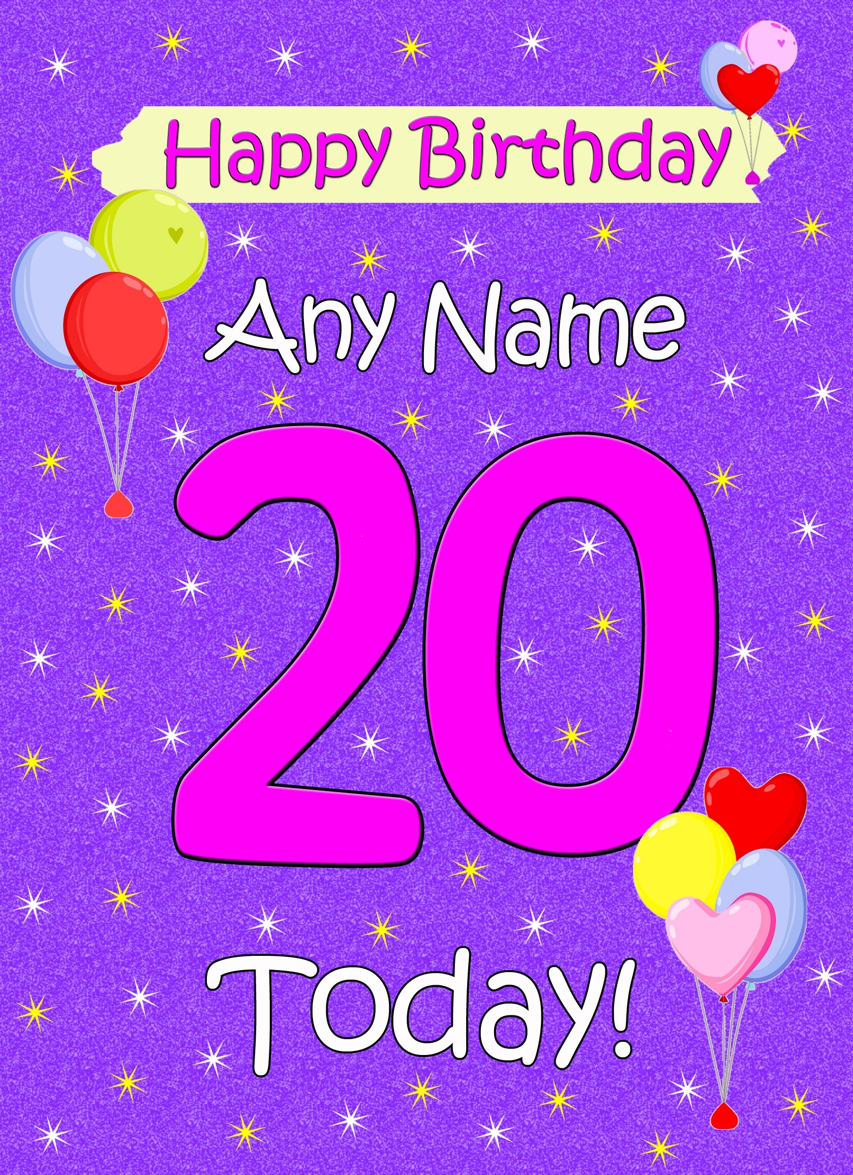 Personalised 20th Birthday Card (Lilac)