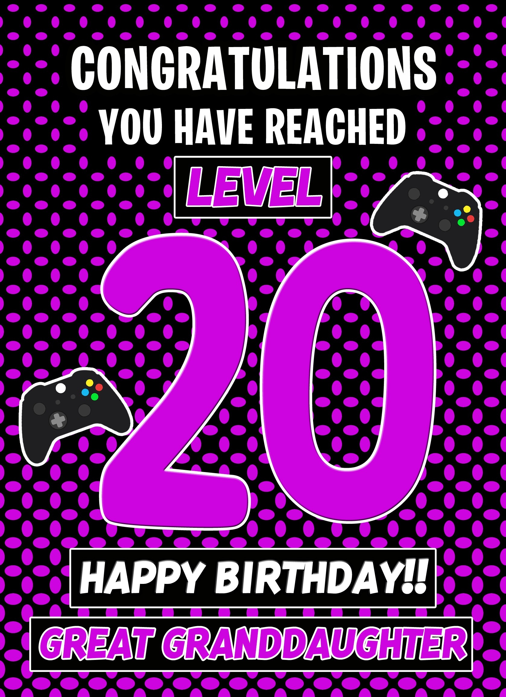 Great Granddaughter 20th Birthday Card (Level Up Gamer)