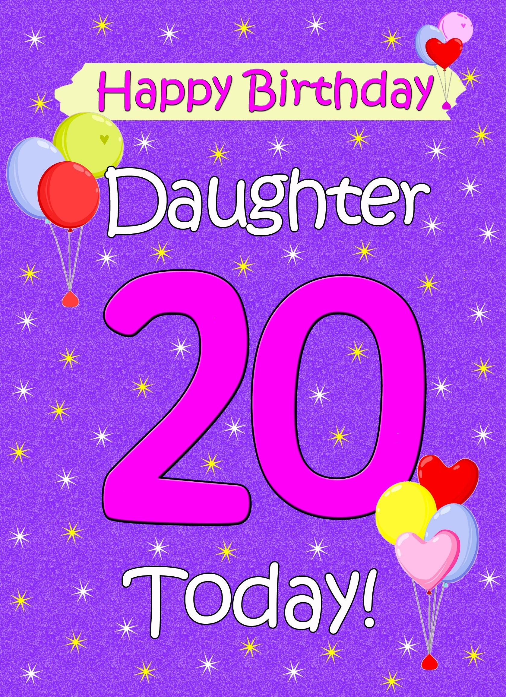 Daughter 20th Birthday Card (Lilac)