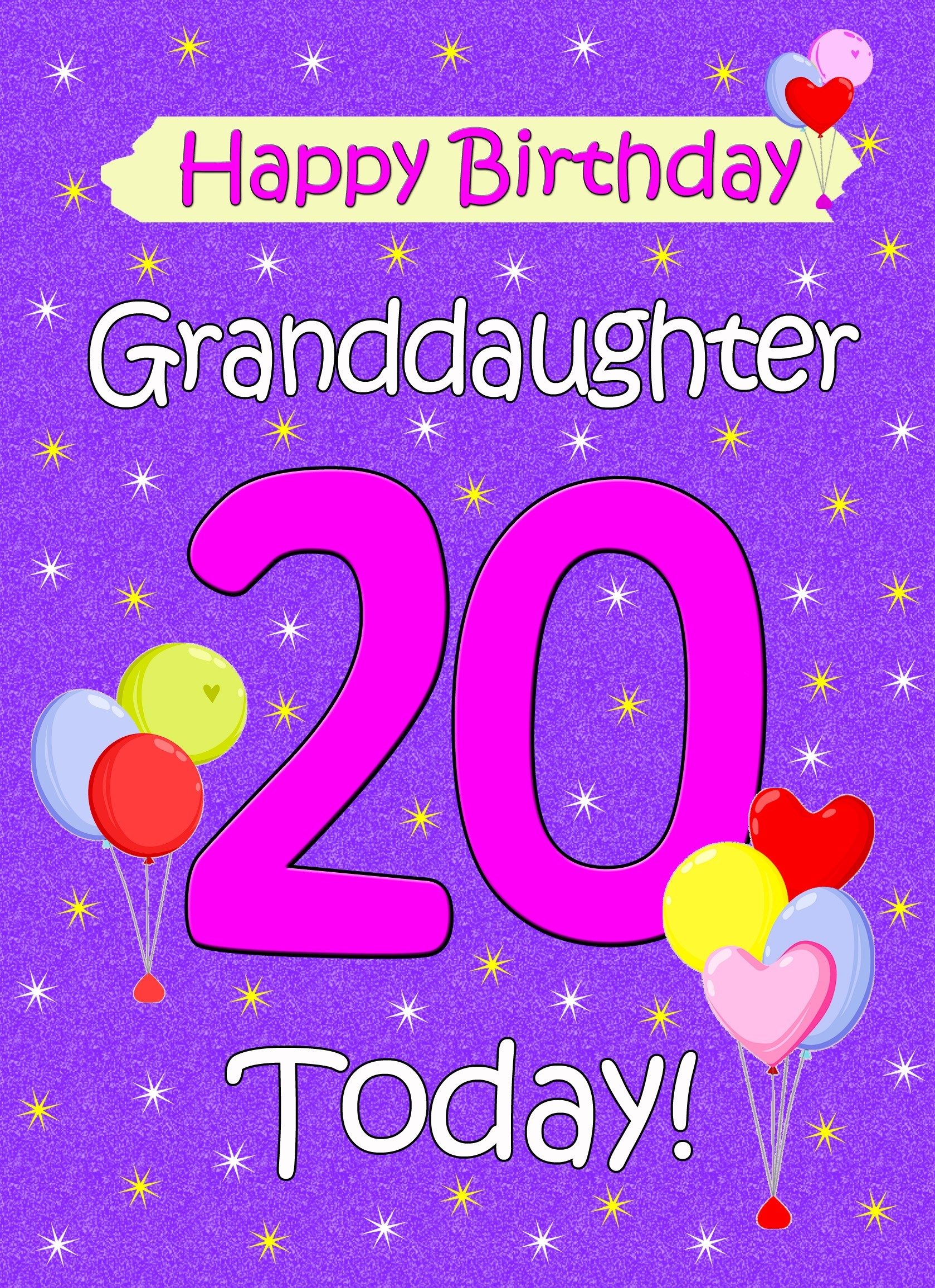 Granddaughter 20th Birthday Card (Lilac) Personalised Cards & Gifts