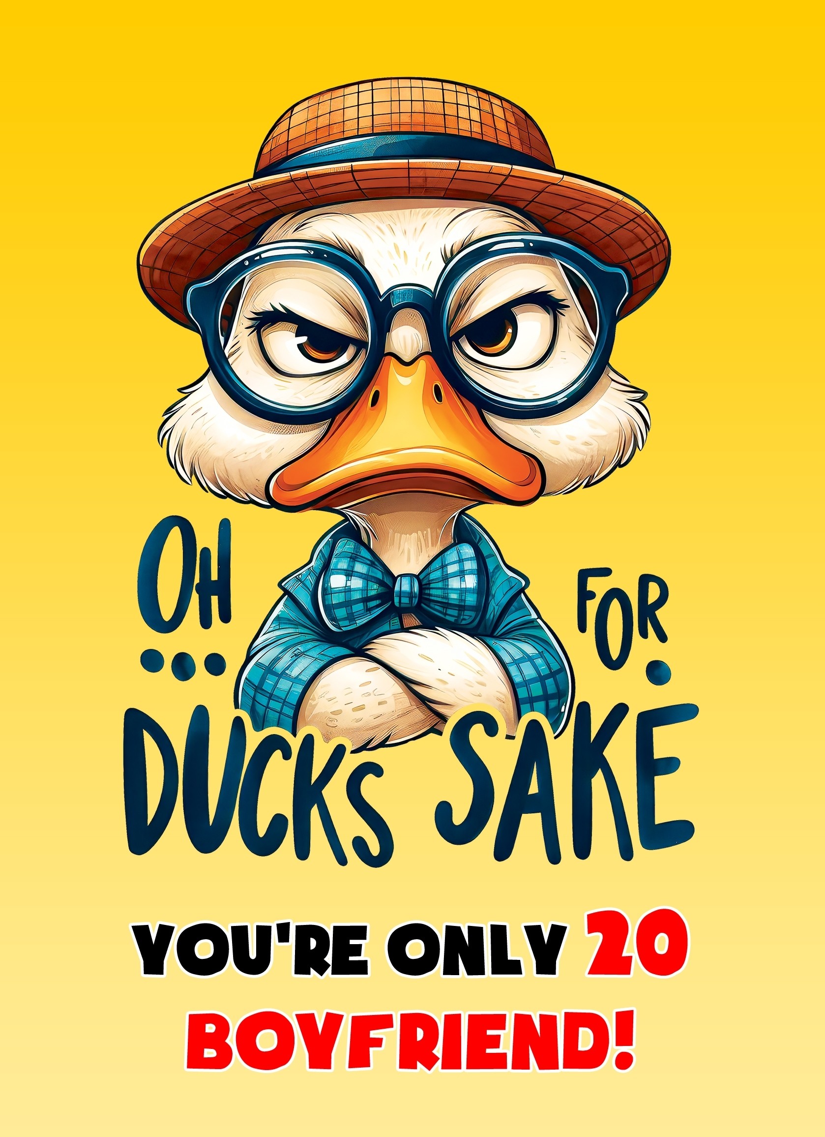 Boyfriend 20th Birthday Card (Funny Duck Humour)
