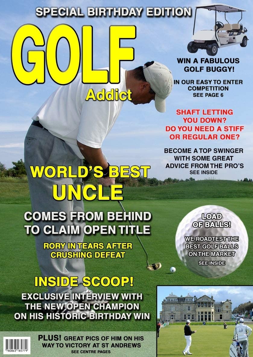 Golf Uncle Birthday Card Magazine Spoof